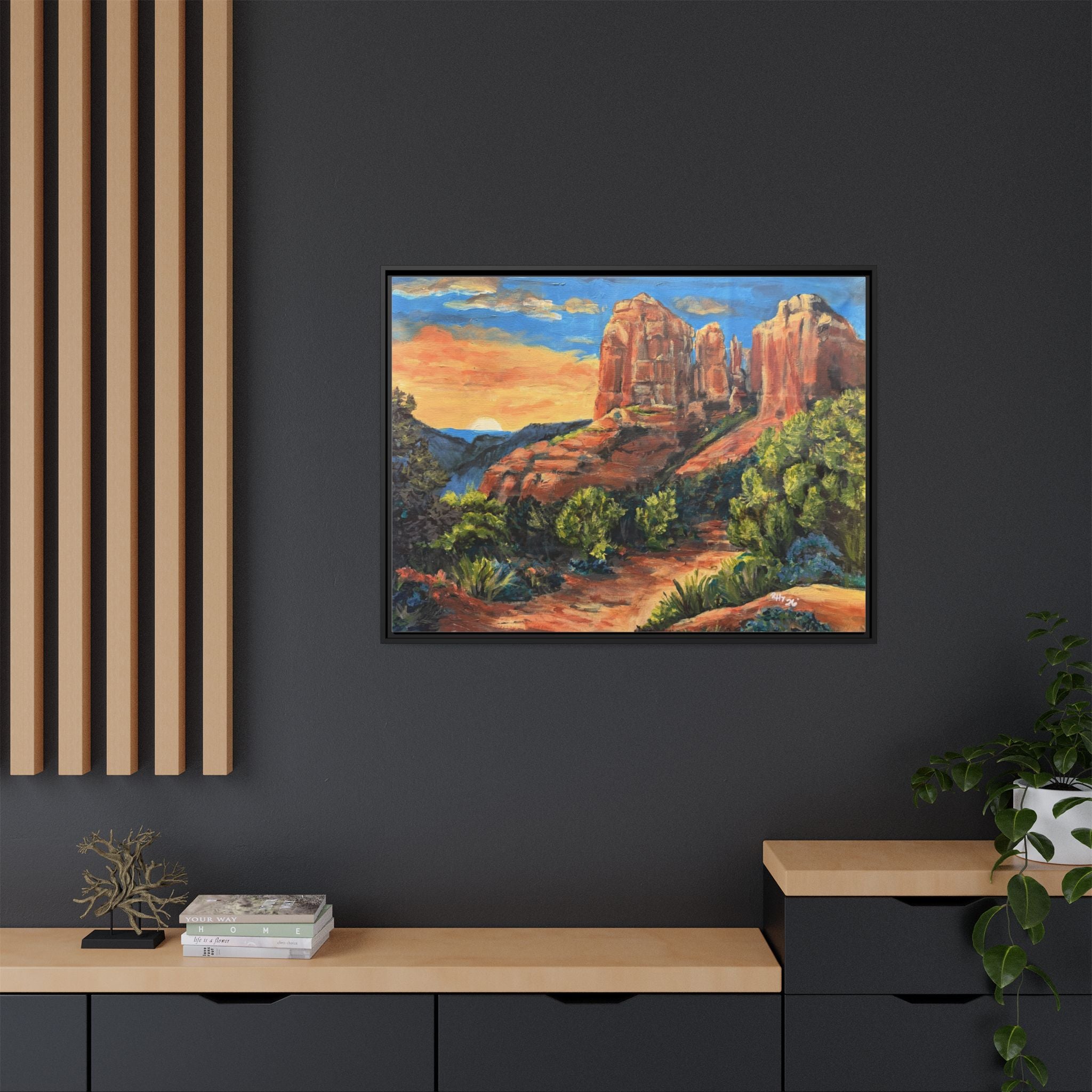 Framed Matte Canvas Desert Path Landscape Wall Art Print of Original