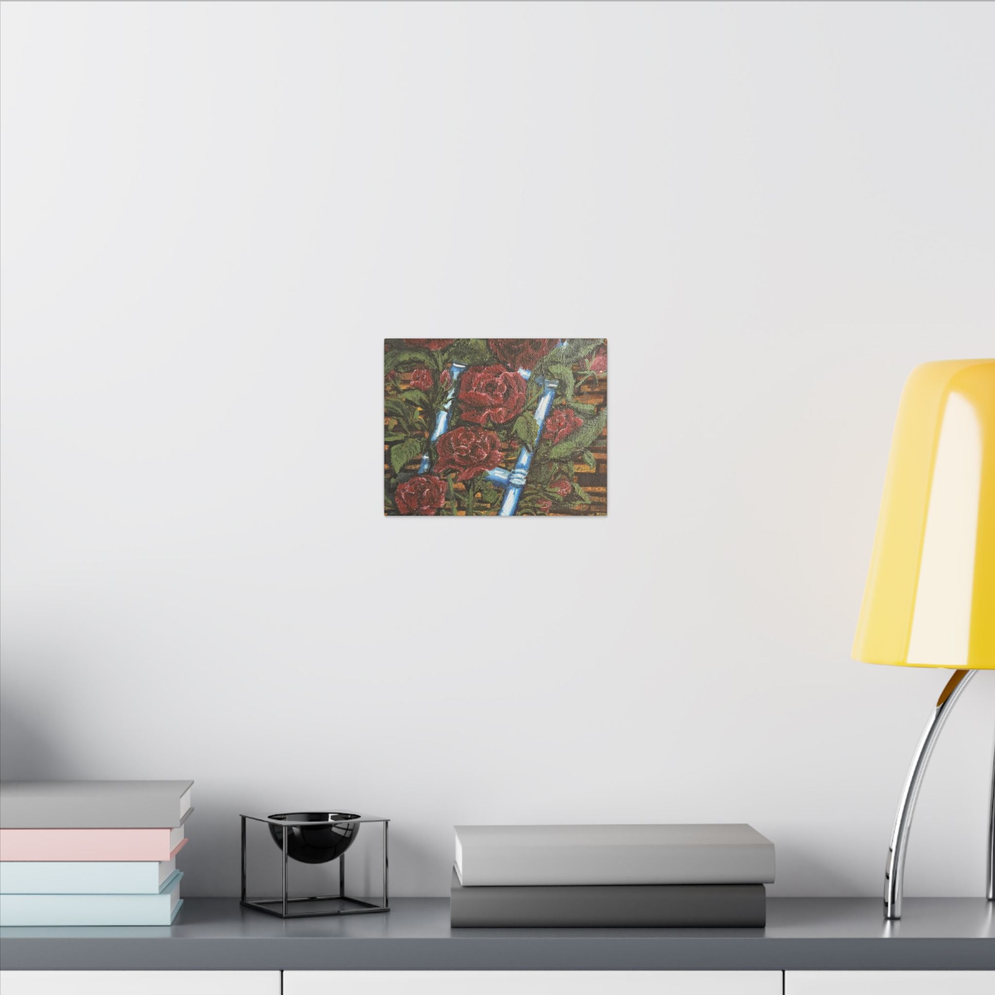 Climbing Roses Canvas Wall Art Print of Original- Stretched Matte Floral Painting