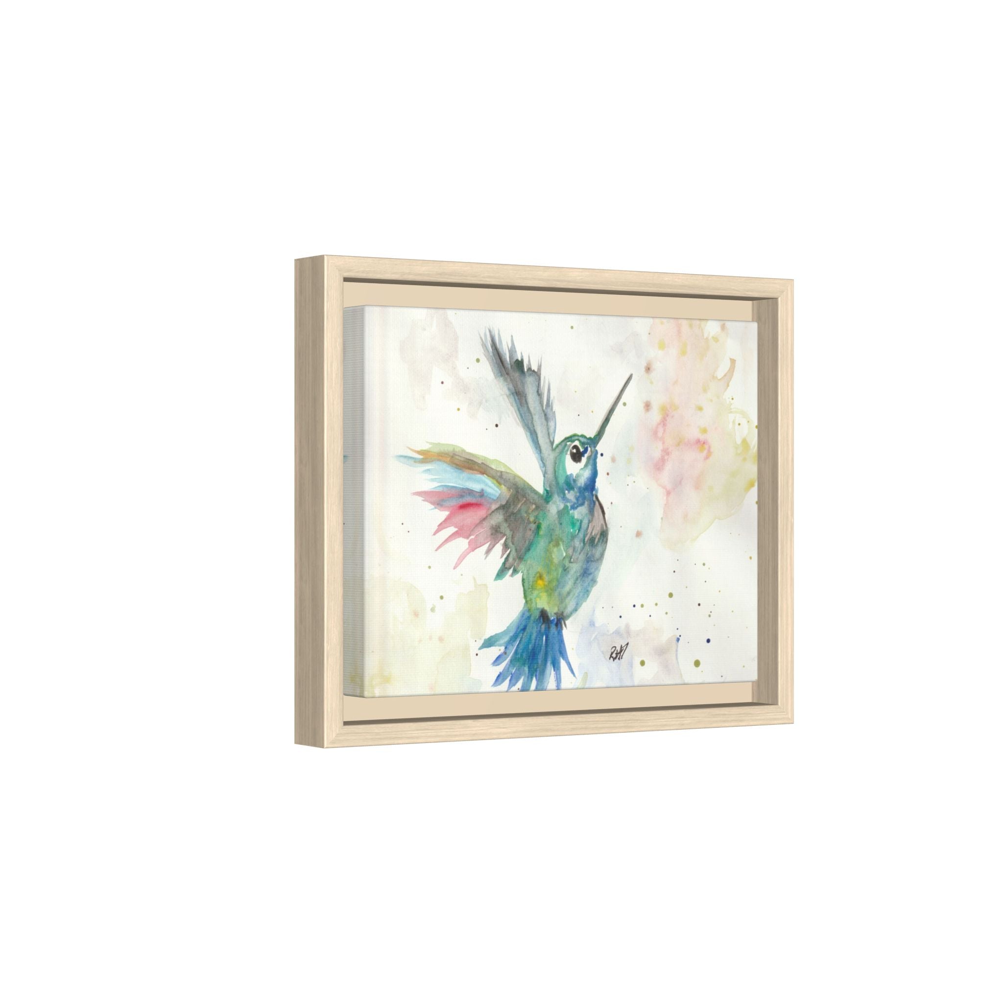 Higher Hummingbird Watercolor Framed Canvas Print of Original — Multicolor Matte Wall Art