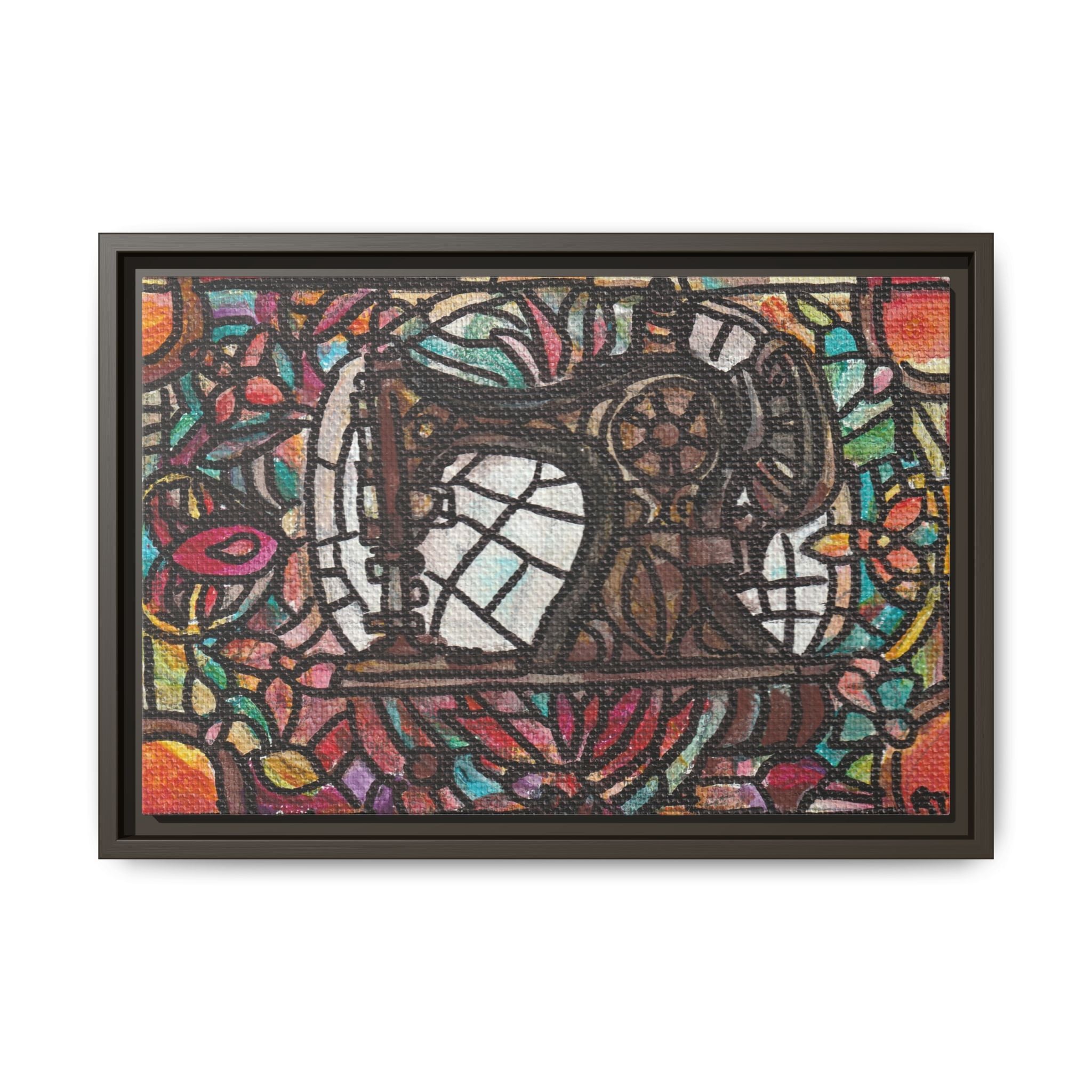 Framed Sewing Machine Stained-Glass Canvas Print of Original Great Grandma's Sewing Machine