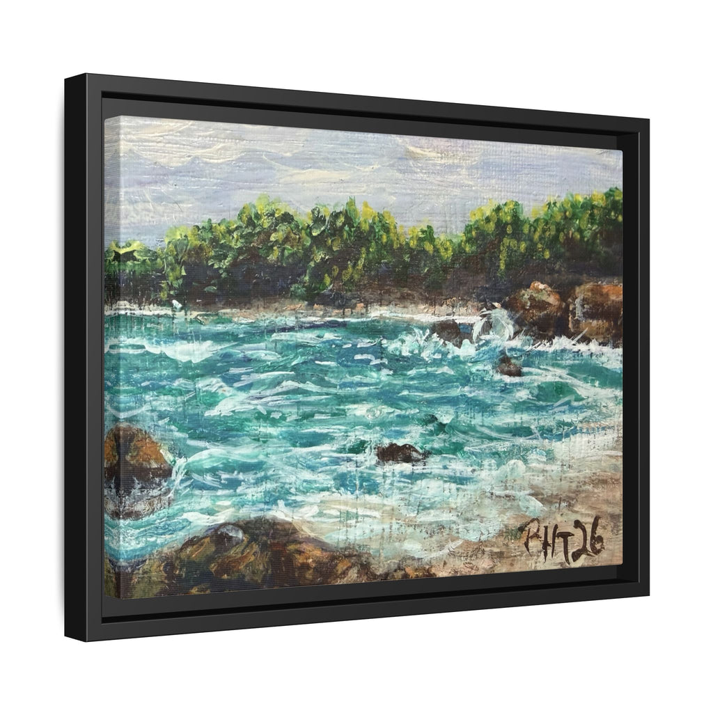 Framed Matte Canvas Print — Down By The Bay Print of Original - Turquoise Ocean Seascape Painting