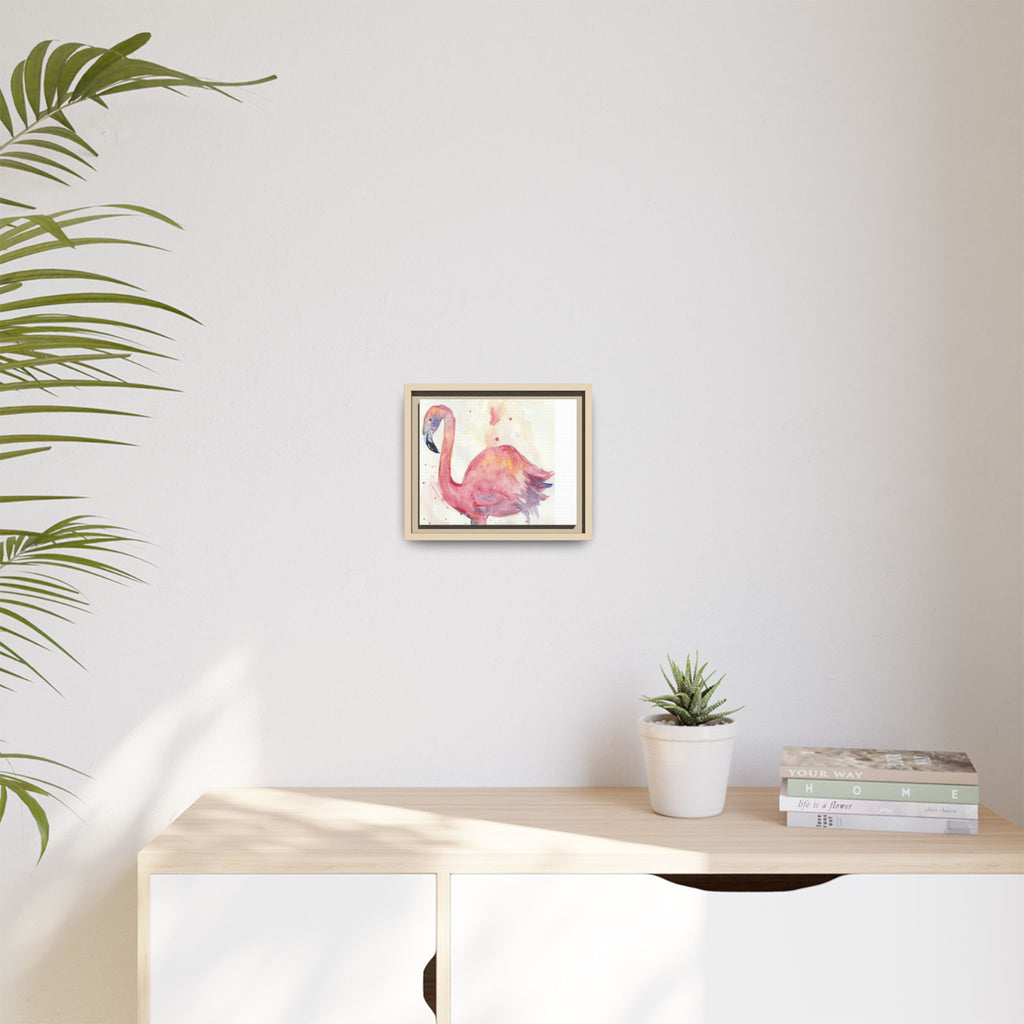 Watercolor Flamingo Dance Matte Canvas Framed Art Print of Original