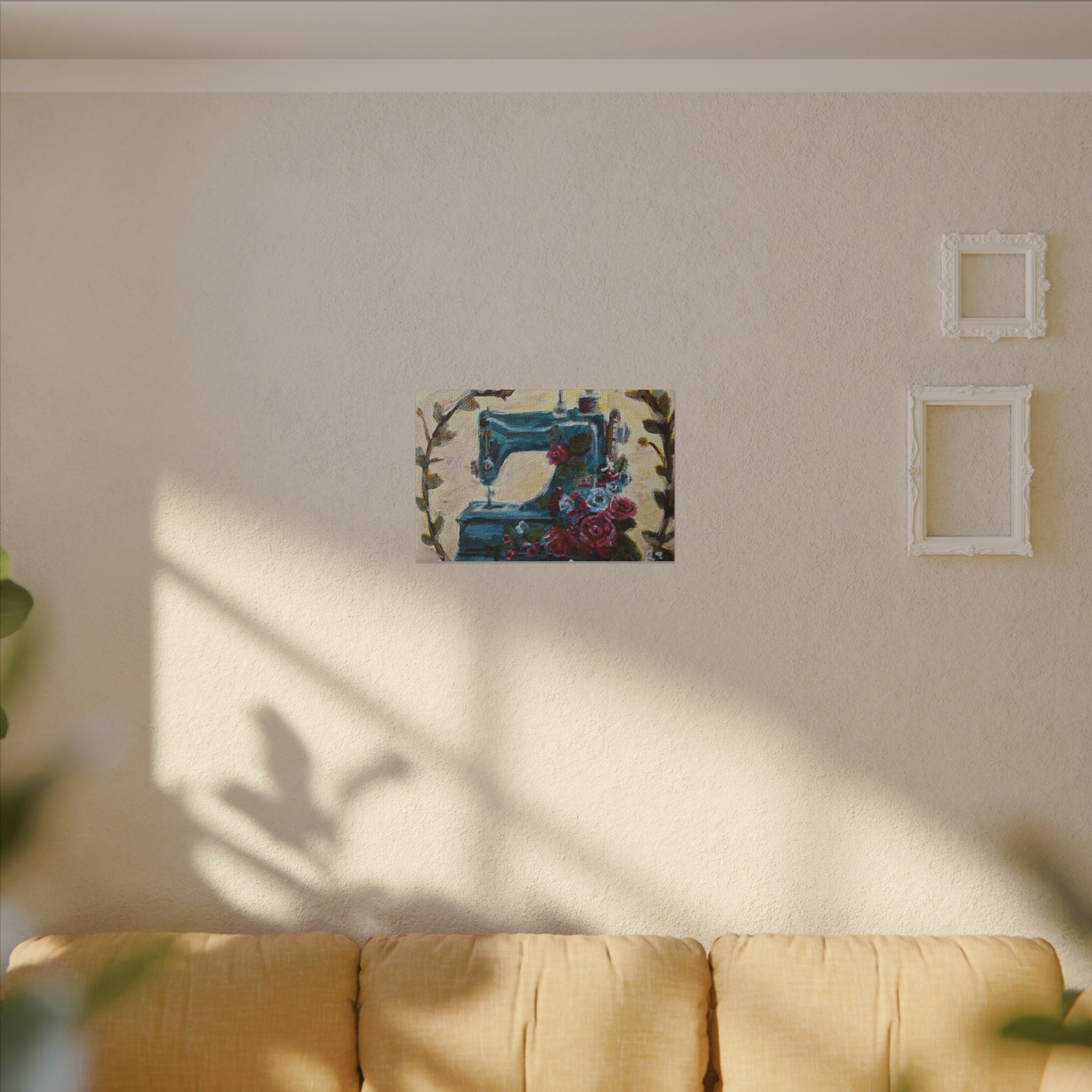 Vintage Sewing Machine Floral Canvas Print of Original - Grandma's Sewing Machine
