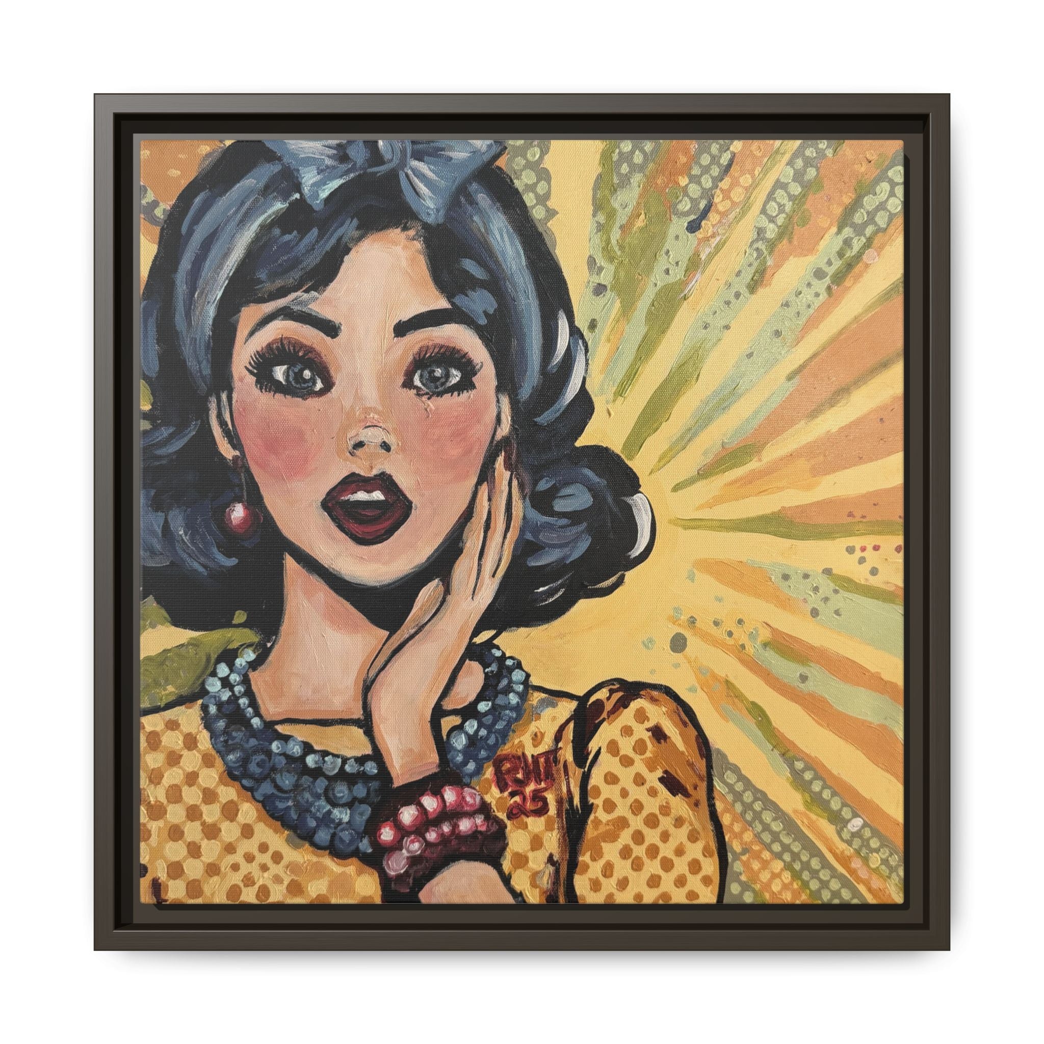Pop Art Surprise Framed Canvas Print of Original "OMG"