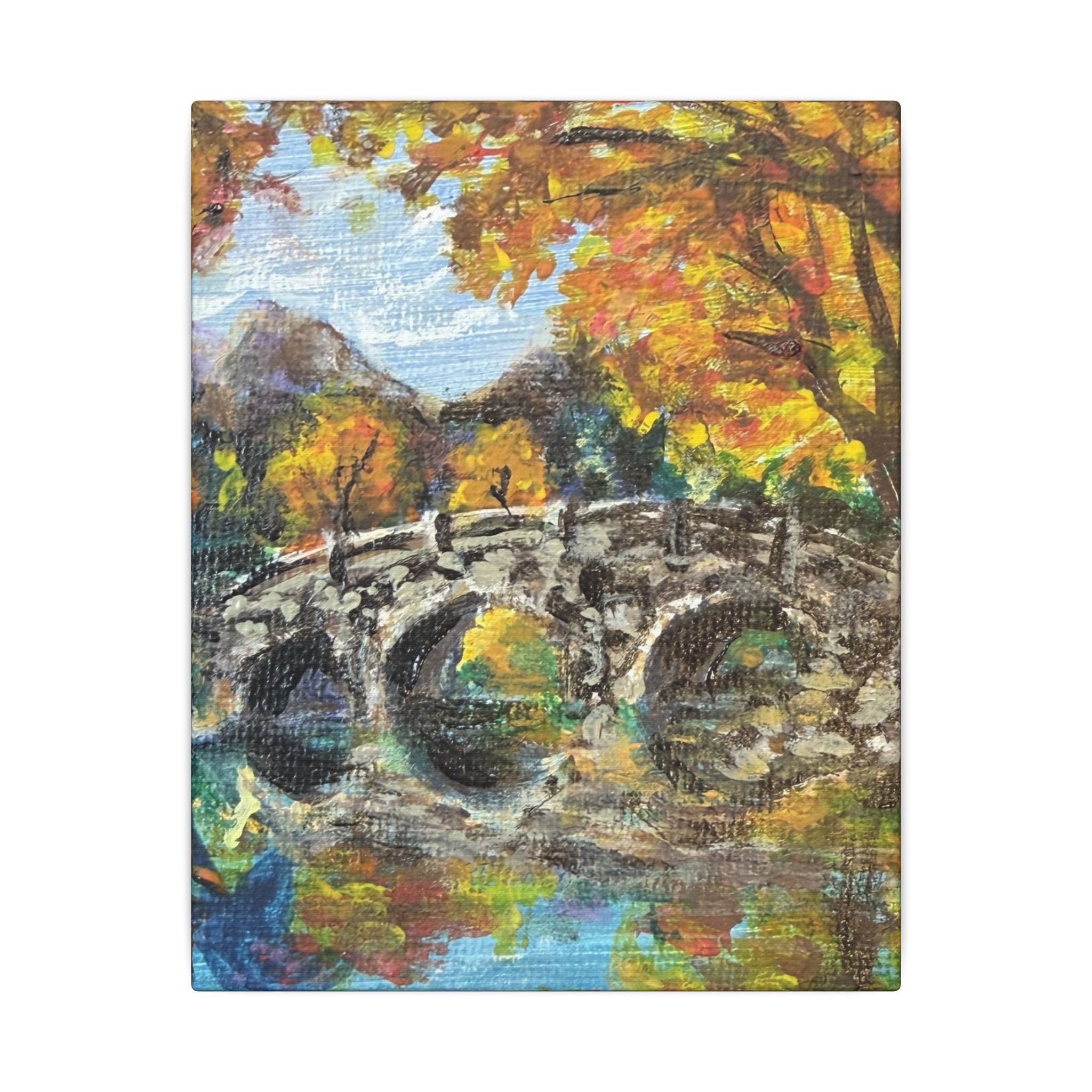 Autumn Bridge Canvas Print of Original  — Fall Landscape Wall Art