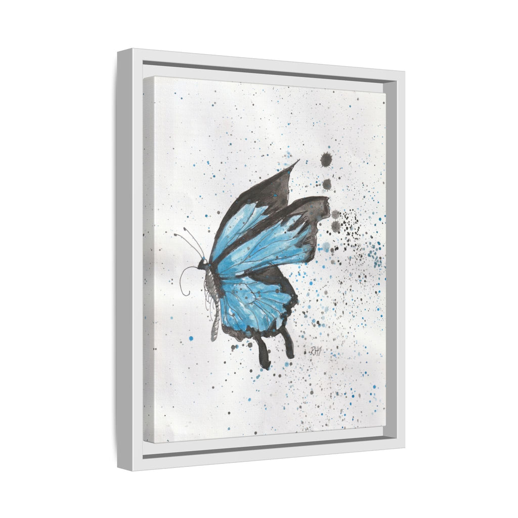 Blue Watercolor Butterfly Matte Canvas Print (Framed)