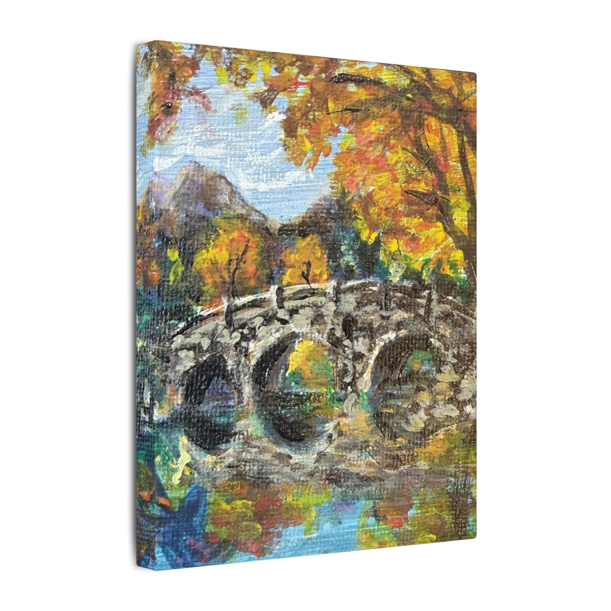 Autumn Bridge Canvas Print of Original  — Fall Landscape Wall Art