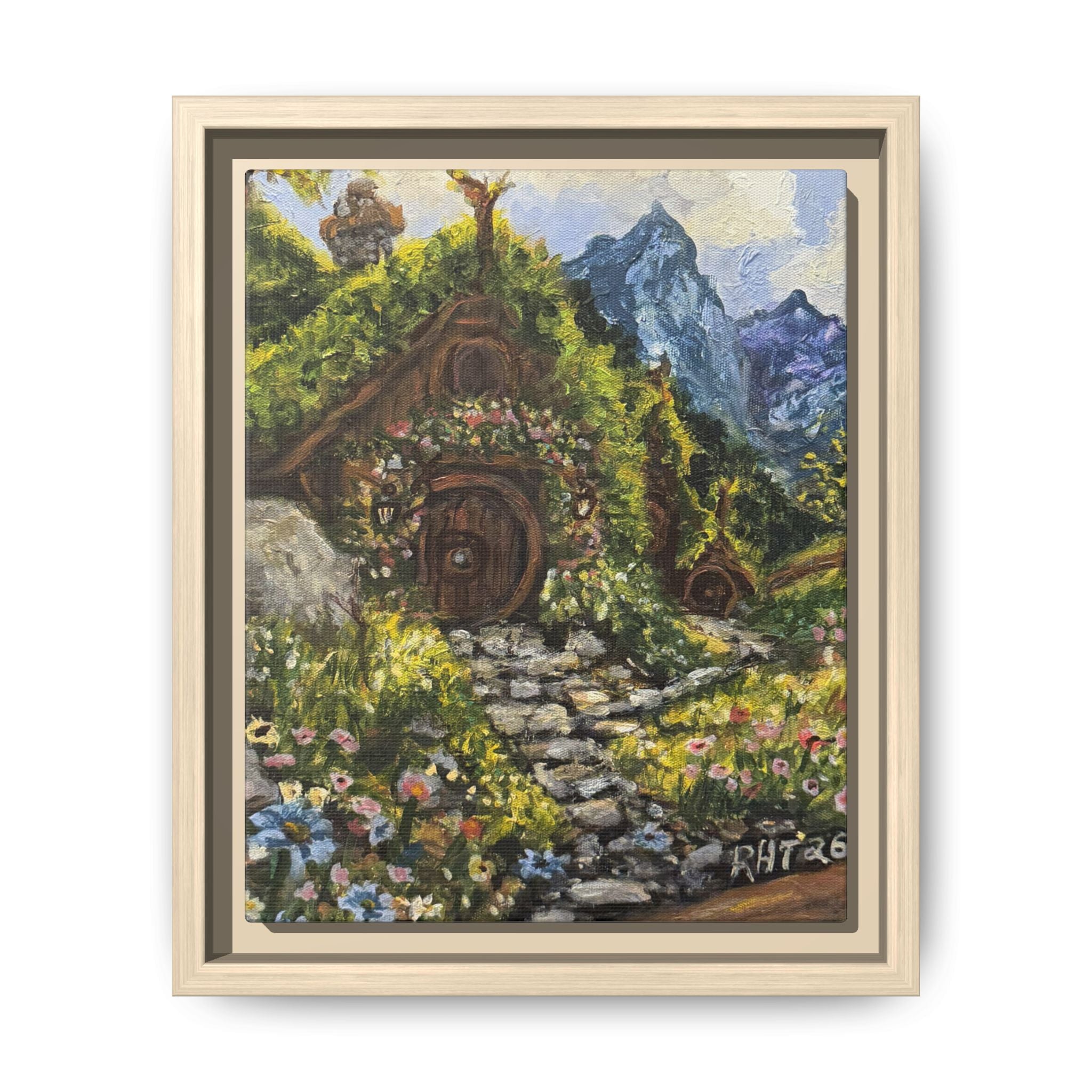 Framed Matte Canvas Print of Original– Home On The Shire Landscape Art