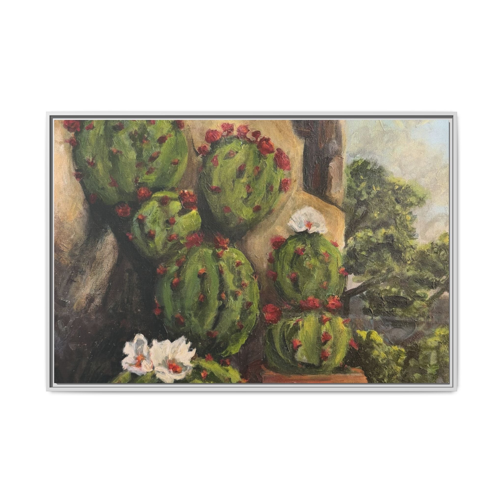 Matte Canvas Print of Original Desert Bloom, Framed (Multi-color)