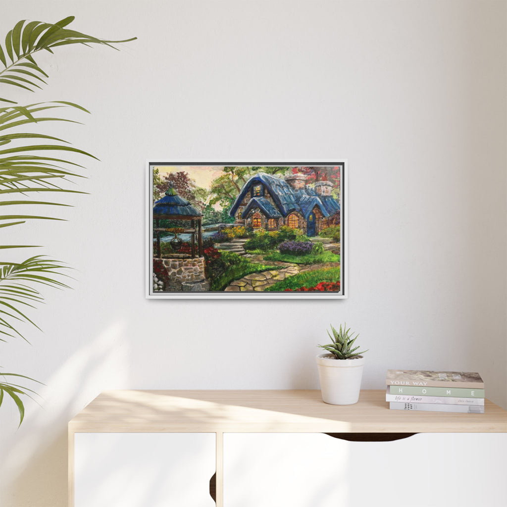 Framed Matte Canvas Cottage Well - Print of Original— Cozy Garden Pathway Print
