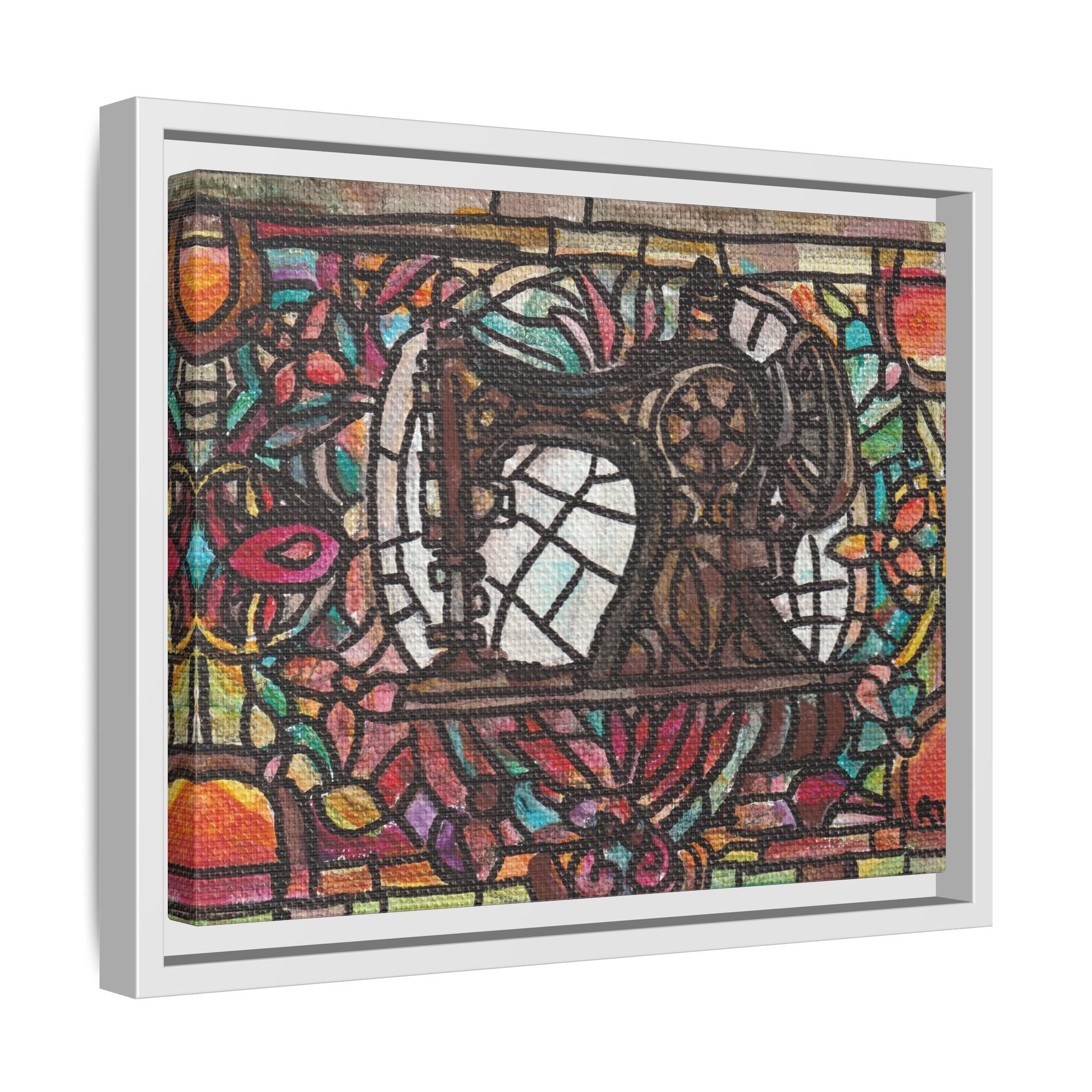 Framed Sewing Machine Stained-Glass Canvas Print of Original Great Grandma's Sewing Machine