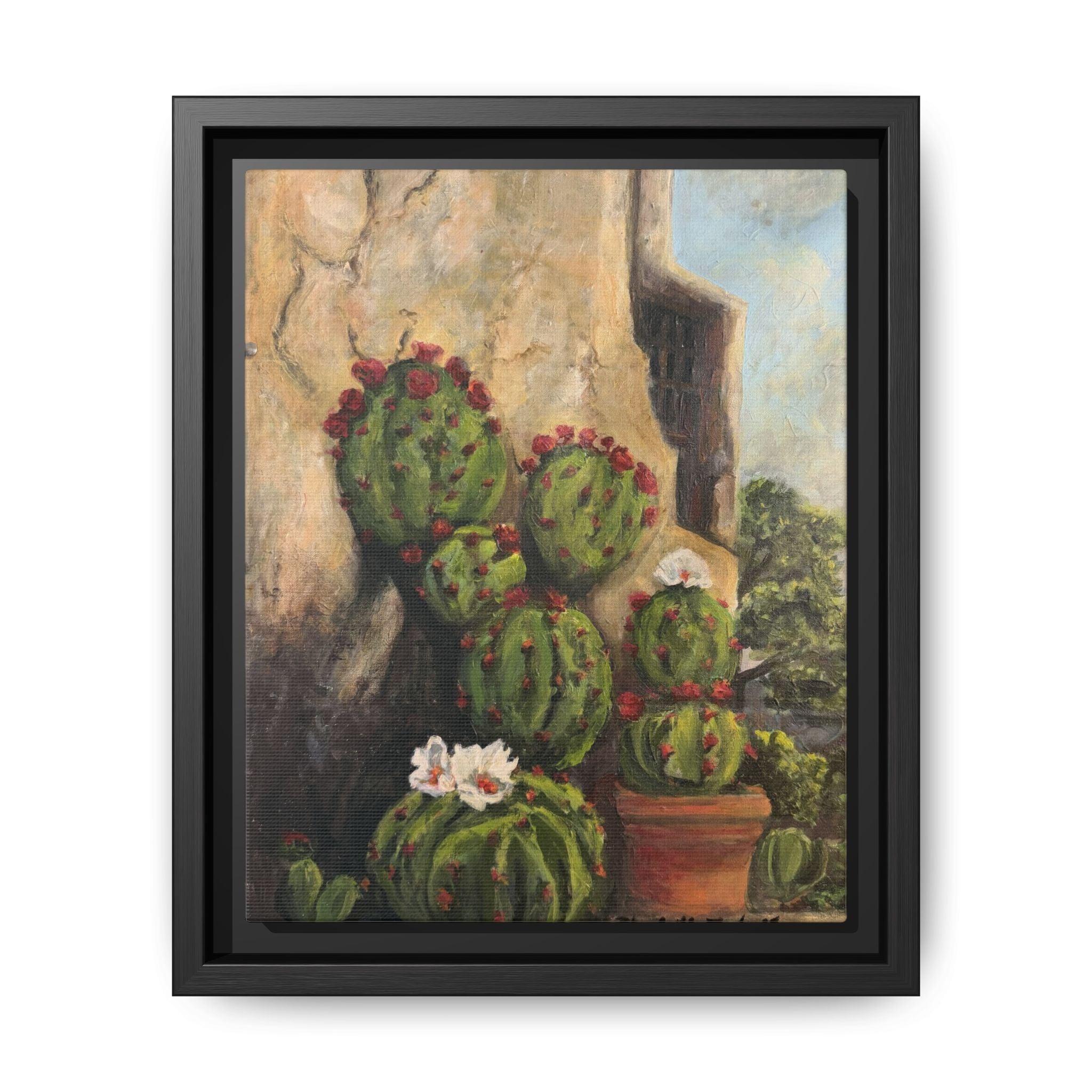 Matte Canvas Print of Original Desert Bloom, Framed (Multi-color)