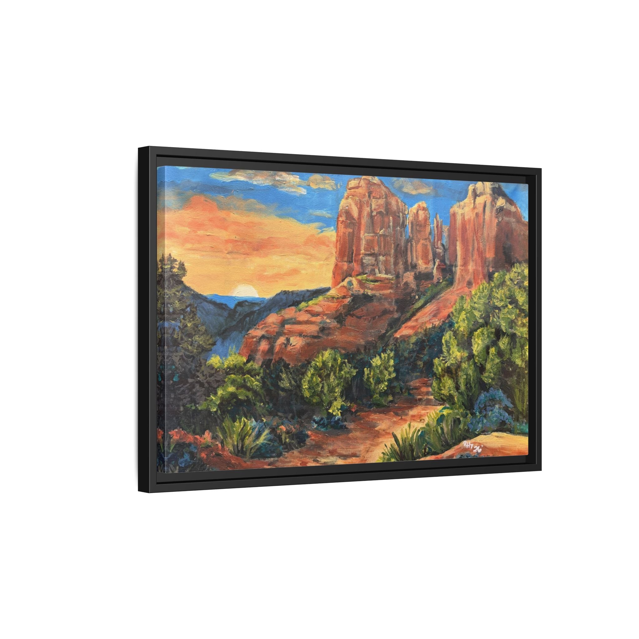 Framed Matte Canvas Desert Path Landscape Wall Art Print of Original