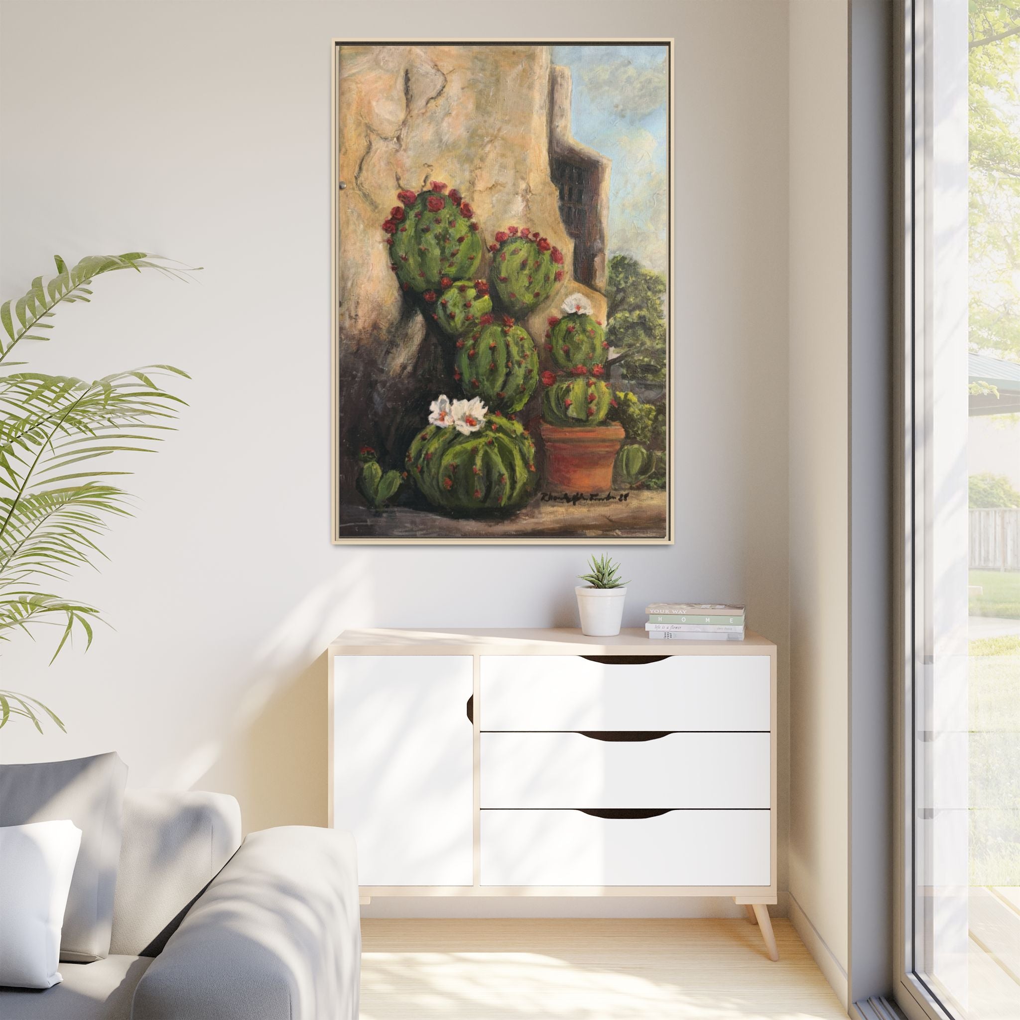 Matte Canvas Print of Original Desert Bloom, Framed (Multi-color)