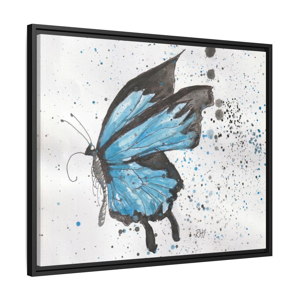 Blue Watercolor Butterfly Matte Canvas Print (Framed)