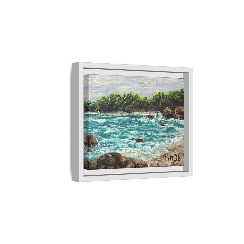 Framed Matte Canvas Print — Down By The Bay Print of Original - Turquoise Ocean Seascape Painting