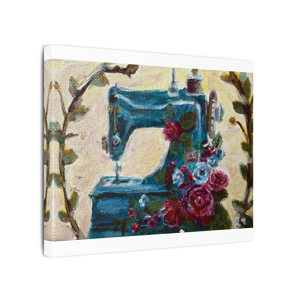 Vintage Sewing Machine Floral Canvas Print of Original - Grandma's Sewing Machine