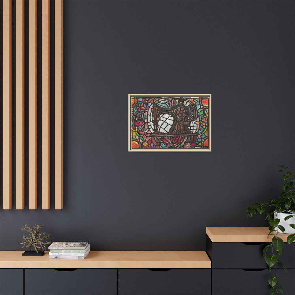 Framed Sewing Machine Stained-Glass Canvas Print of Original Great Grandma's Sewing Machine