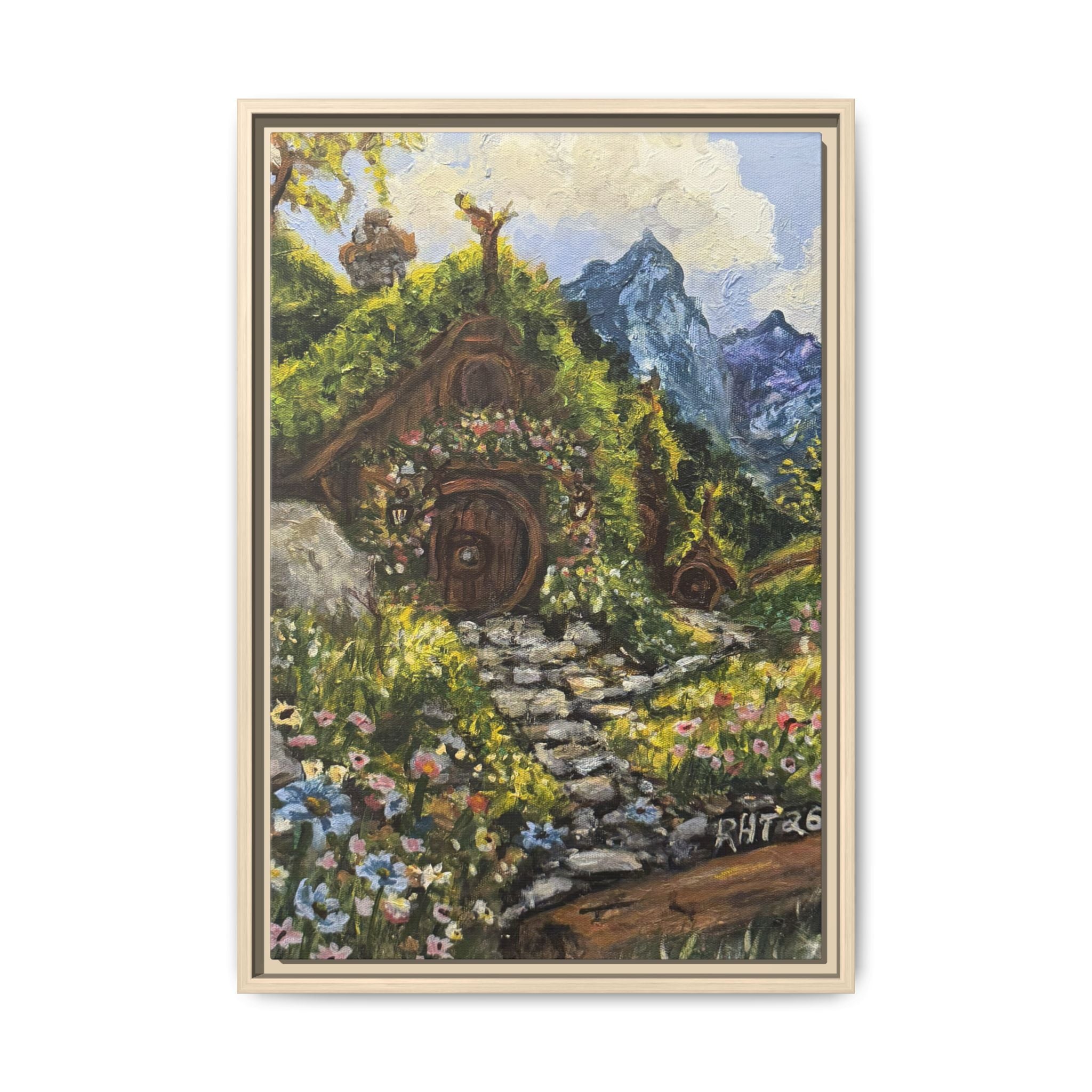 Framed Matte Canvas Print of Original– Home On The Shire Landscape Art