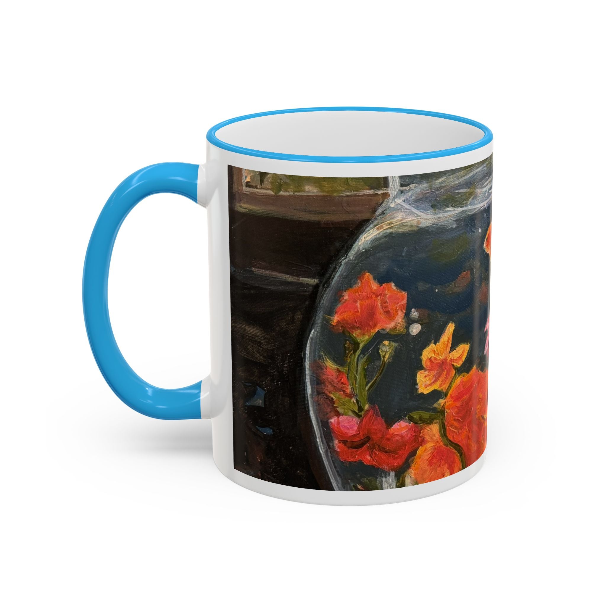 Koi Pond Accent Rim Mug – Artistic Goldfish Ceramic Coffee Cup (11oz/15oz)