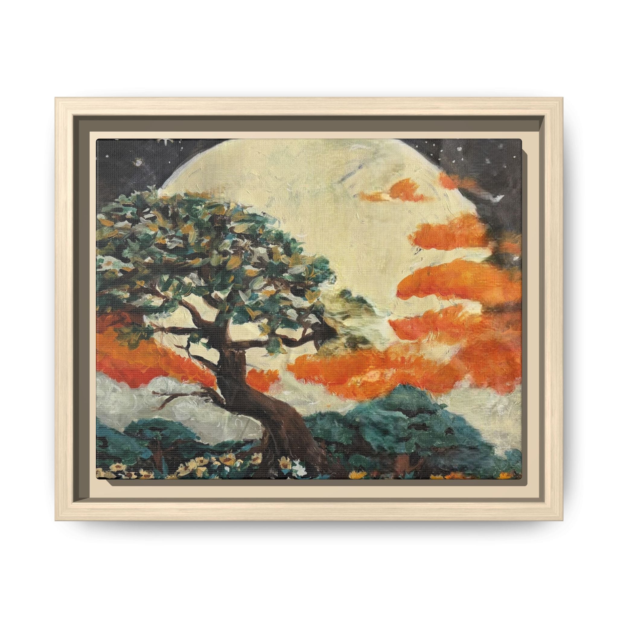 Framed Matte Canvas Print of Original — Lunar Glow Landscape Wall Art