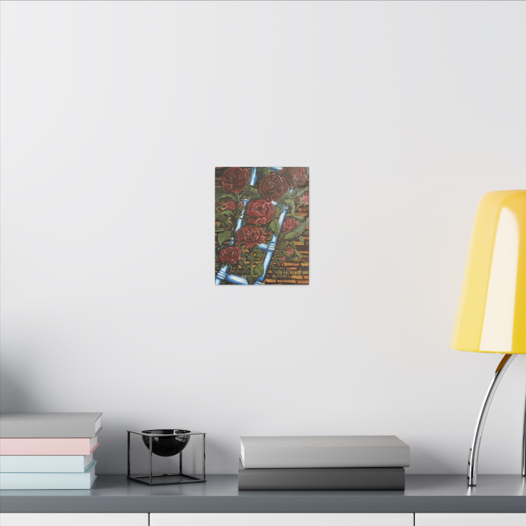 Climbing Roses Canvas Wall Art Print of Original- Stretched Matte Floral Painting