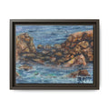 Framed Seascape Matte Canvas Print of Original "On The Rocks" — Coastal Rockscape Wall Art