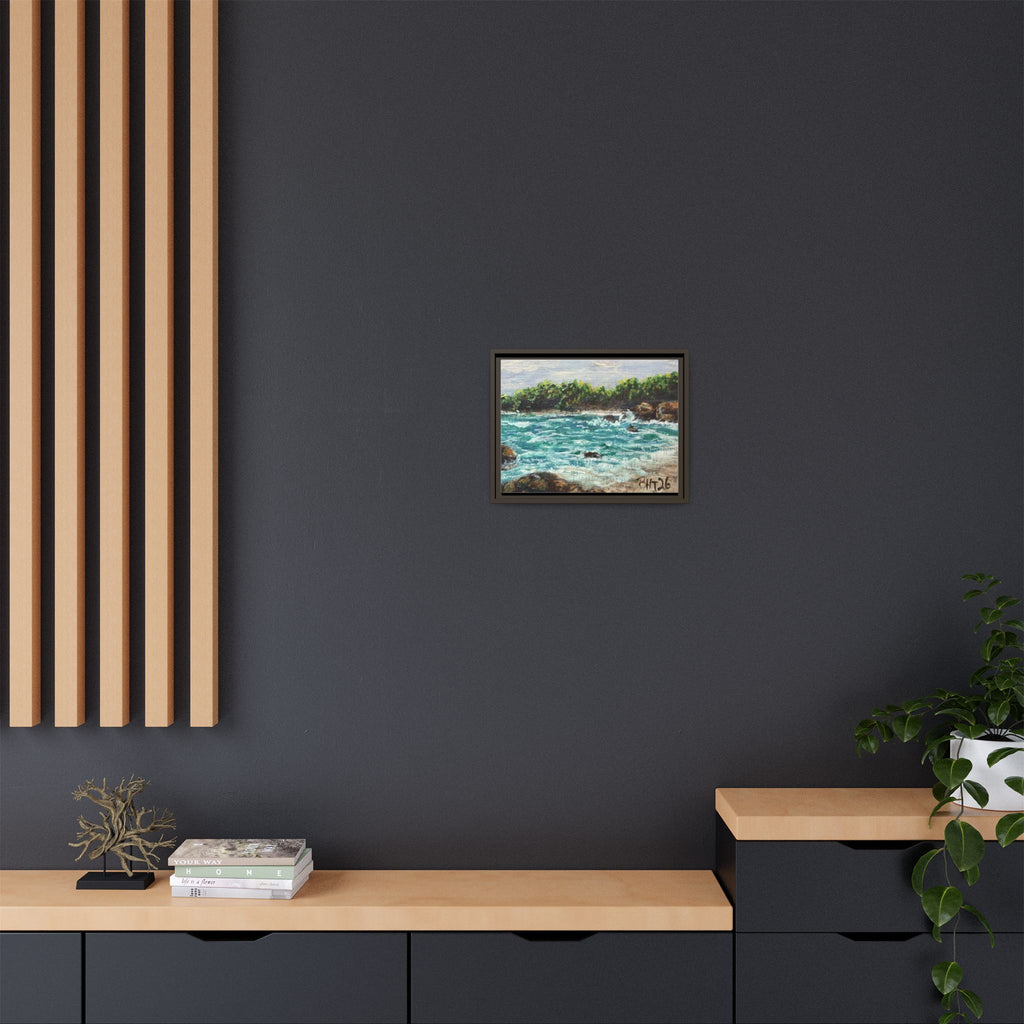 Framed Matte Canvas Print — Down By The Bay Print of Original - Turquoise Ocean Seascape Painting