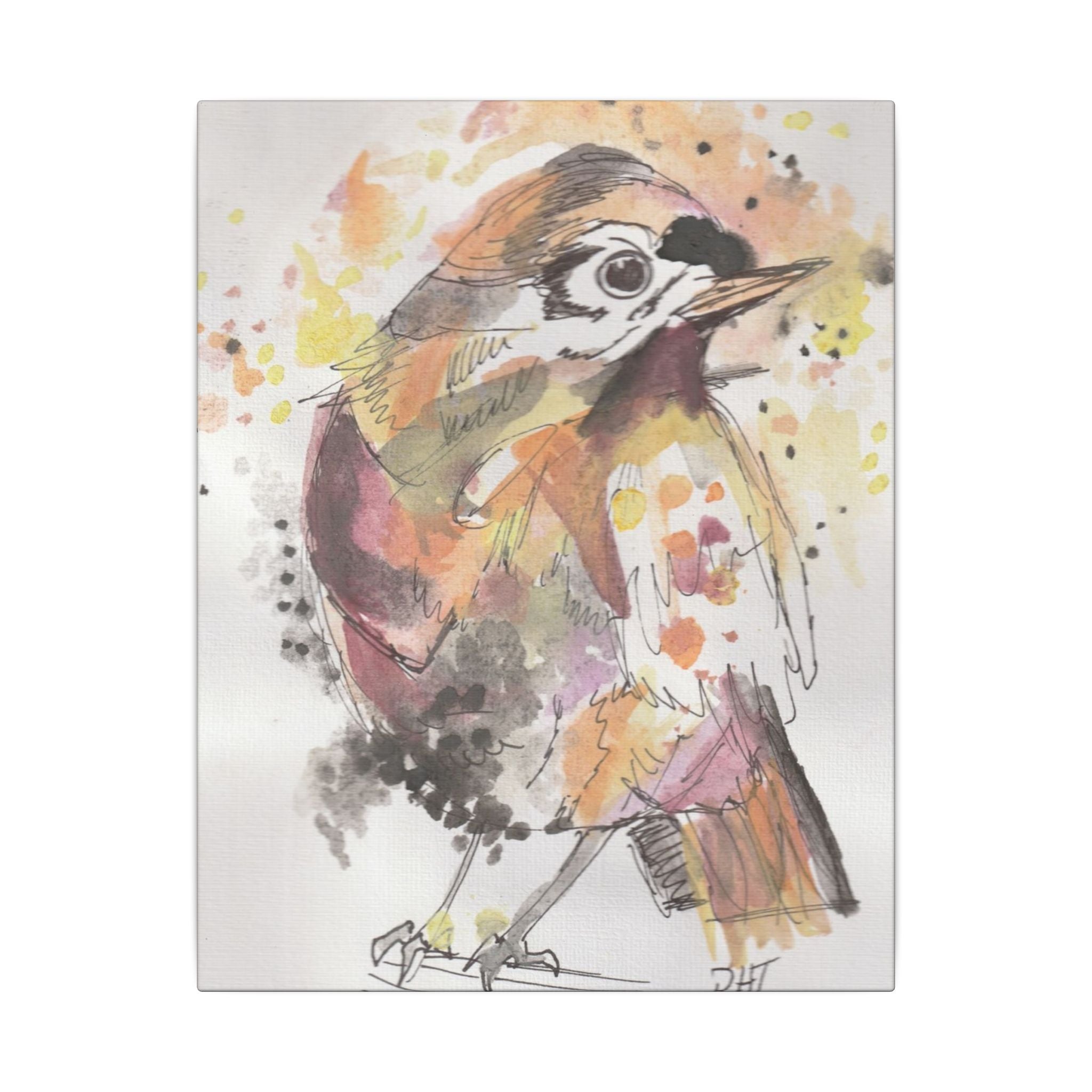 Carolina Wren Canvas Print of Original— Colorful Songbird Wall Art
