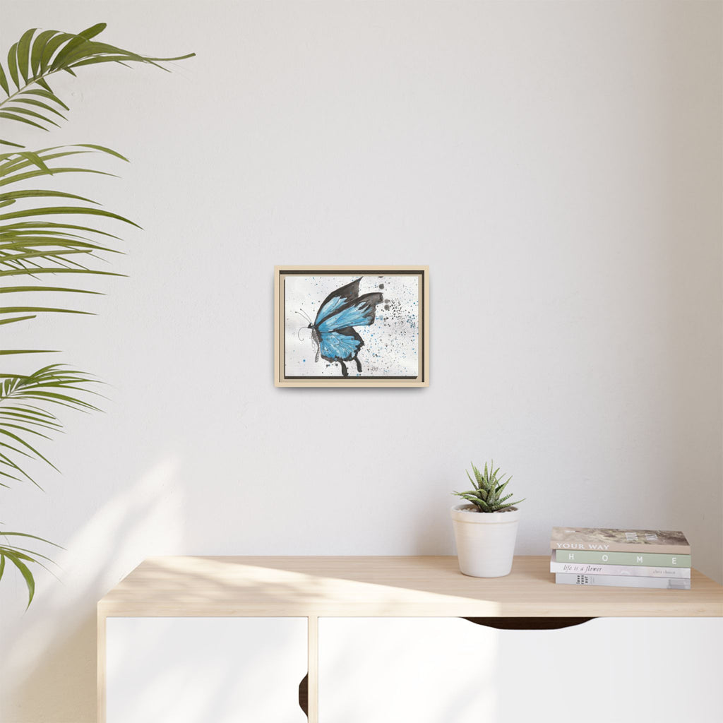 Blue Watercolor Butterfly Matte Canvas Print (Framed)