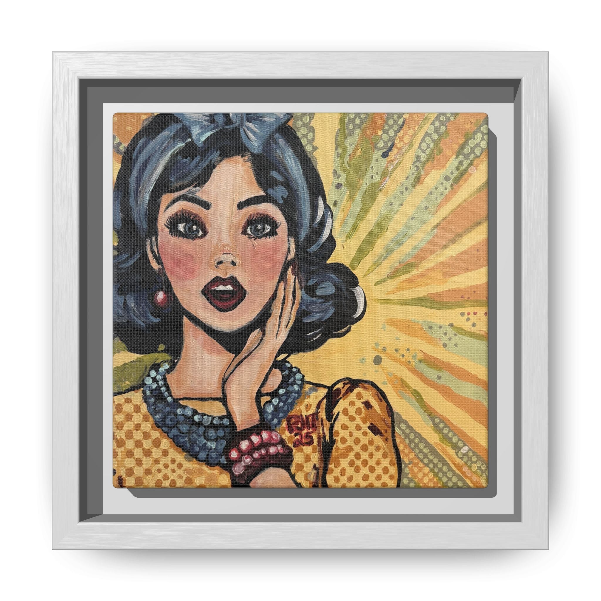 Pop Art Surprise Framed Canvas Print of Original "OMG"