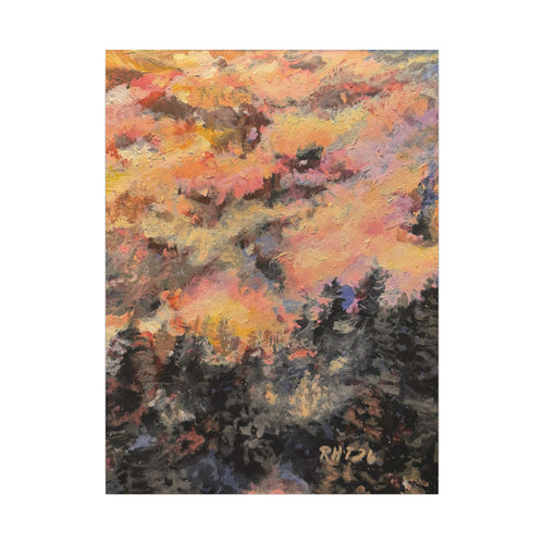 Abstract Forest Sunset Canvas Print of Original Mistbow Mountain — Matte Stretched Wall Art