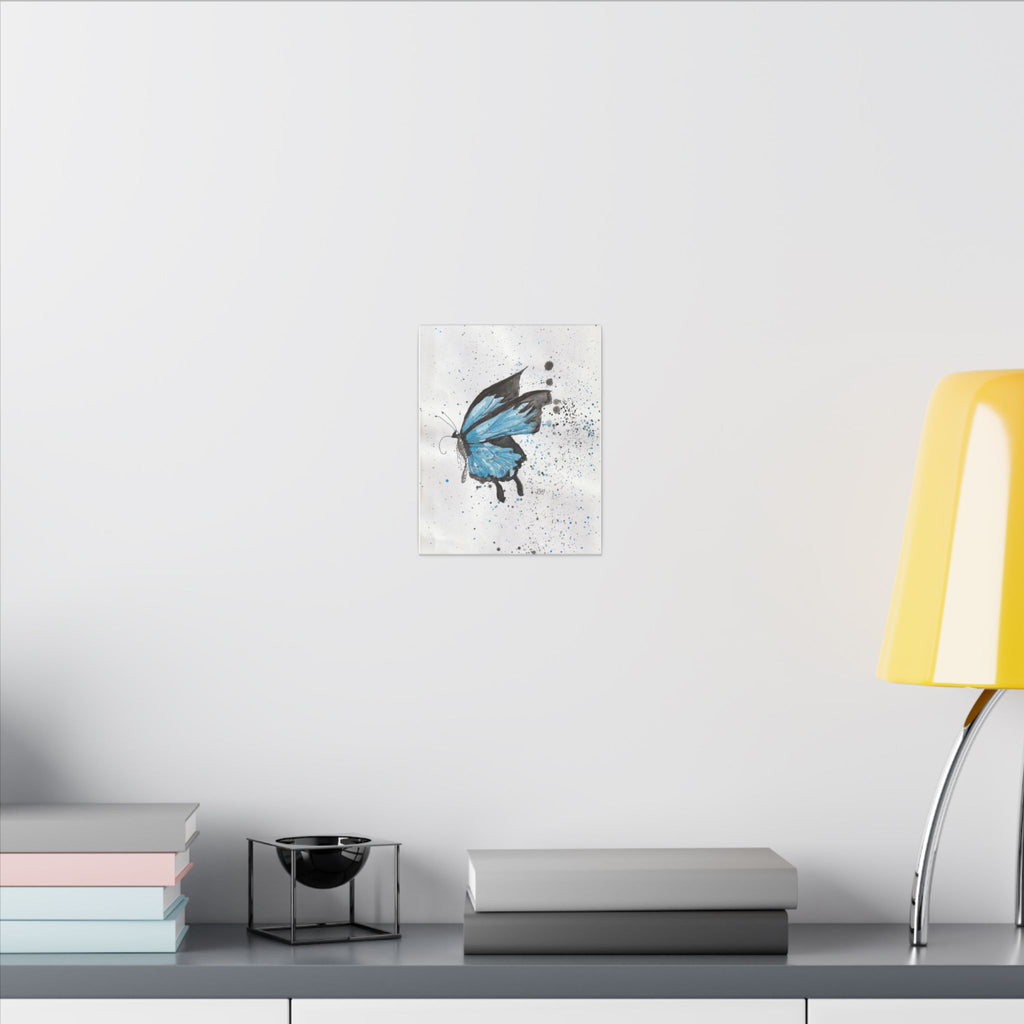 Blue Watercolor Butterfly Canvas Print — Stretched Matte Wall Art