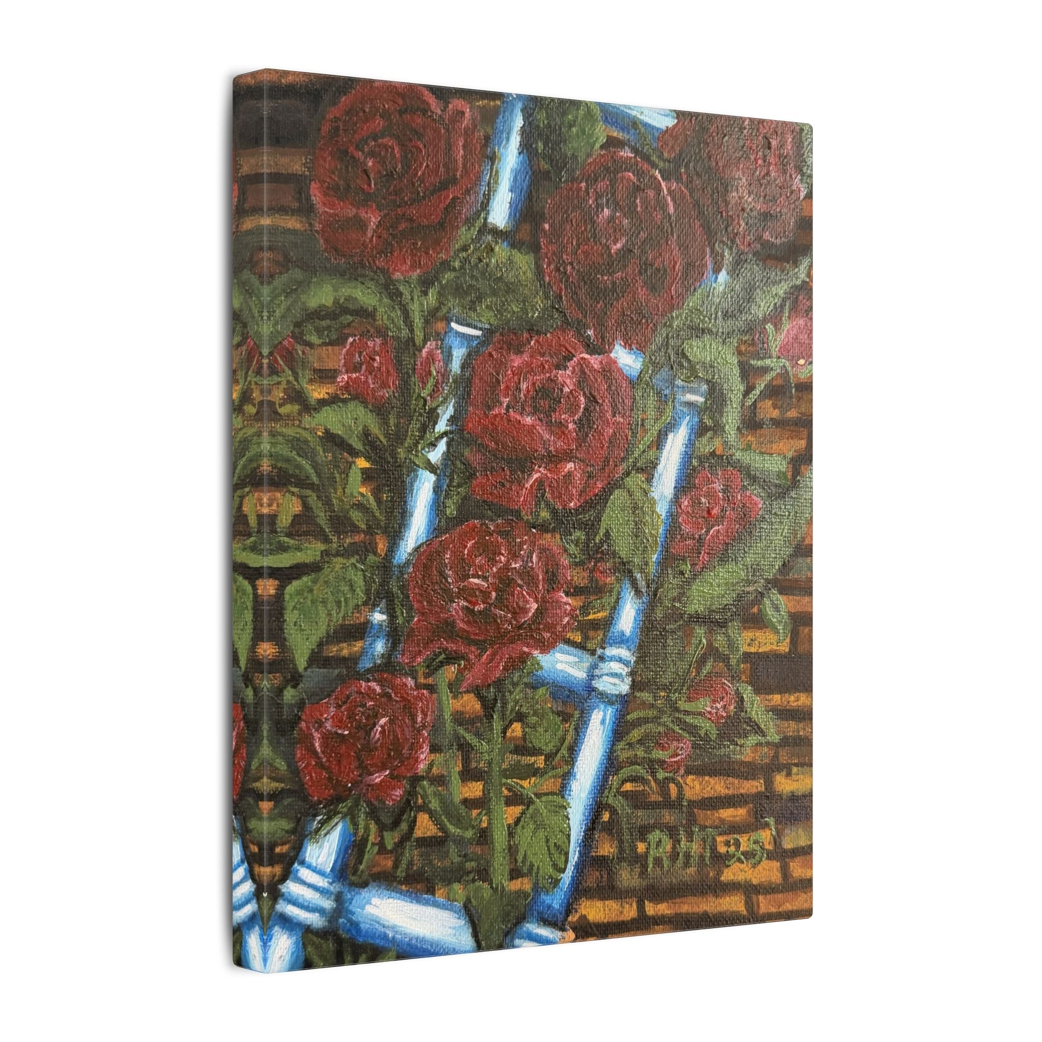Climbing Roses Canvas Wall Art Print of Original- Stretched Matte Floral Painting