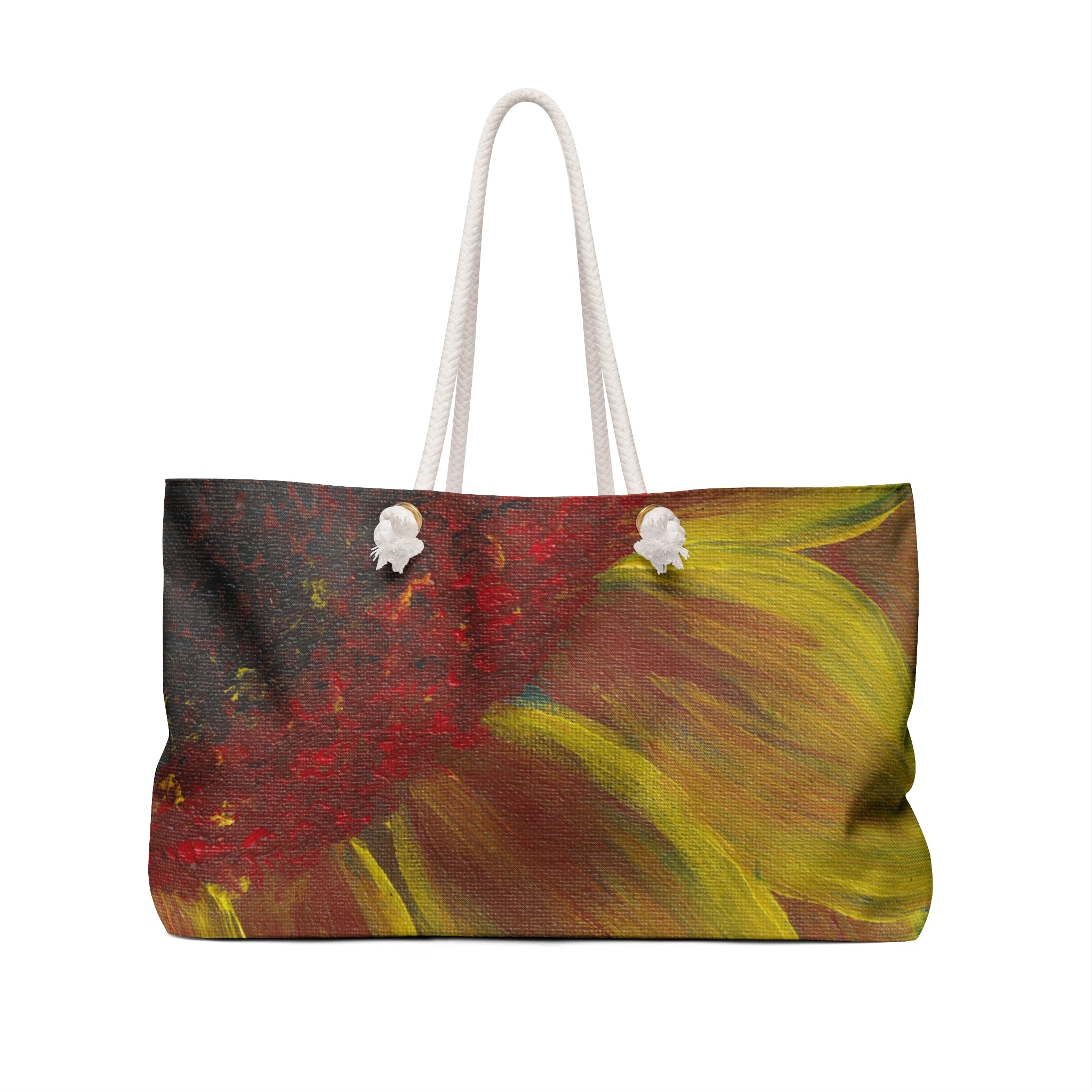Sunflower Canvas Weekender Bag — Vibrant Floral Travel Tote