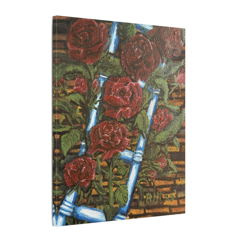 Climbing Roses Canvas Wall Art Print of Original- Stretched Matte Floral Painting