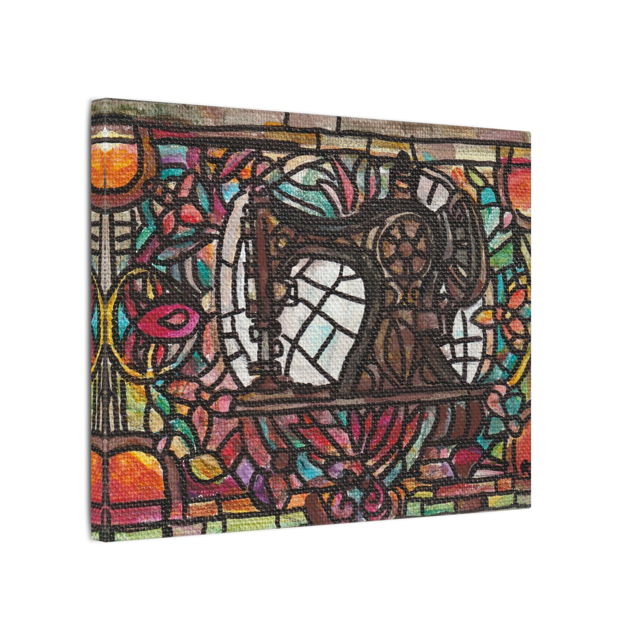 Vintage Sewing Machine Stained-Glass Matte Canvas Print of Original Great Grandma's Sewing Machine