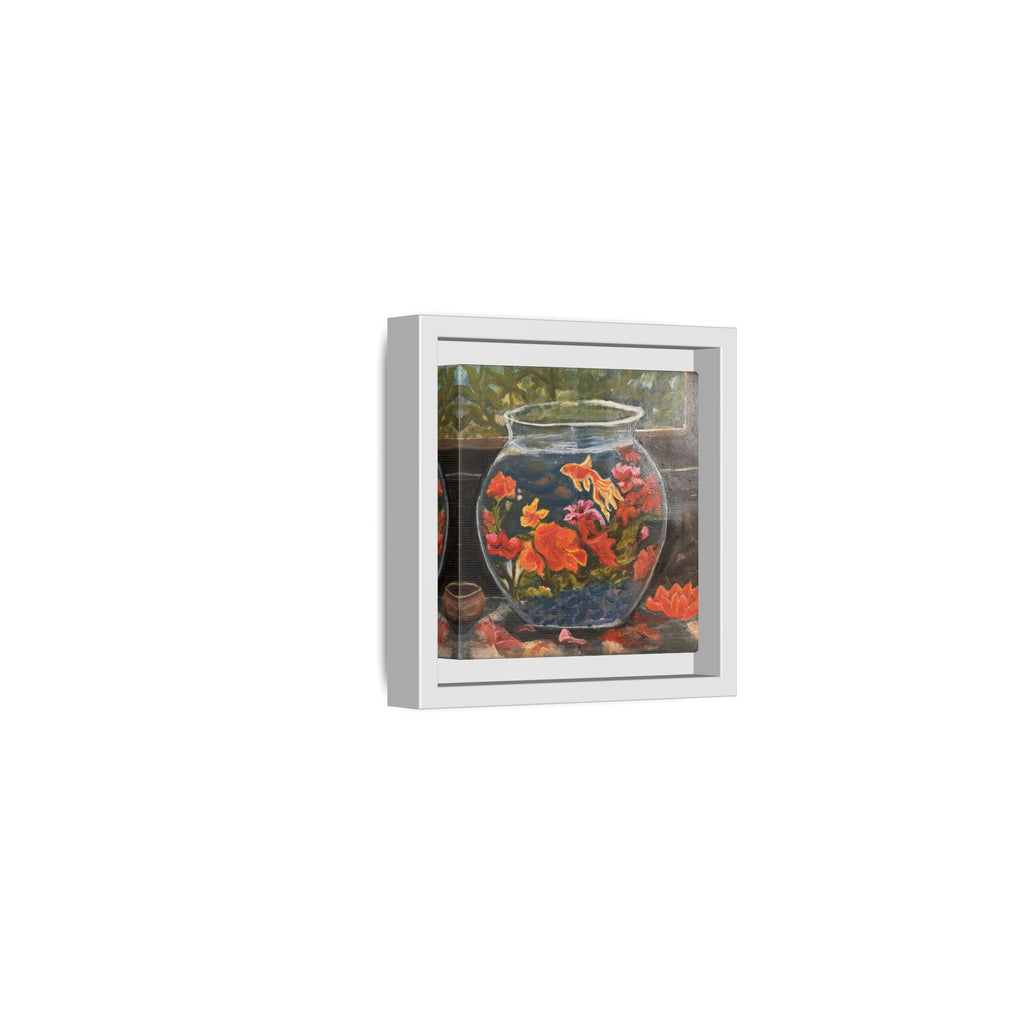 Framed Matte Canvas Print of Original– Colorful Goldfish Bowl Art