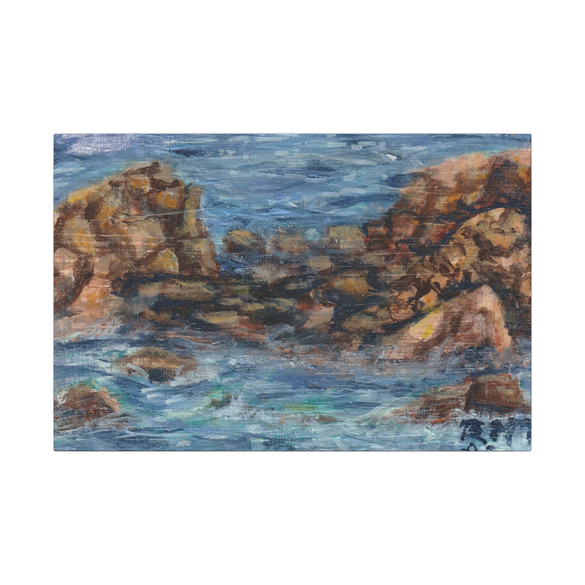 Seaside Rocks Matte Canvas Print of Original "On The Rocks" — Coastal Ocean Landscape Wall Art