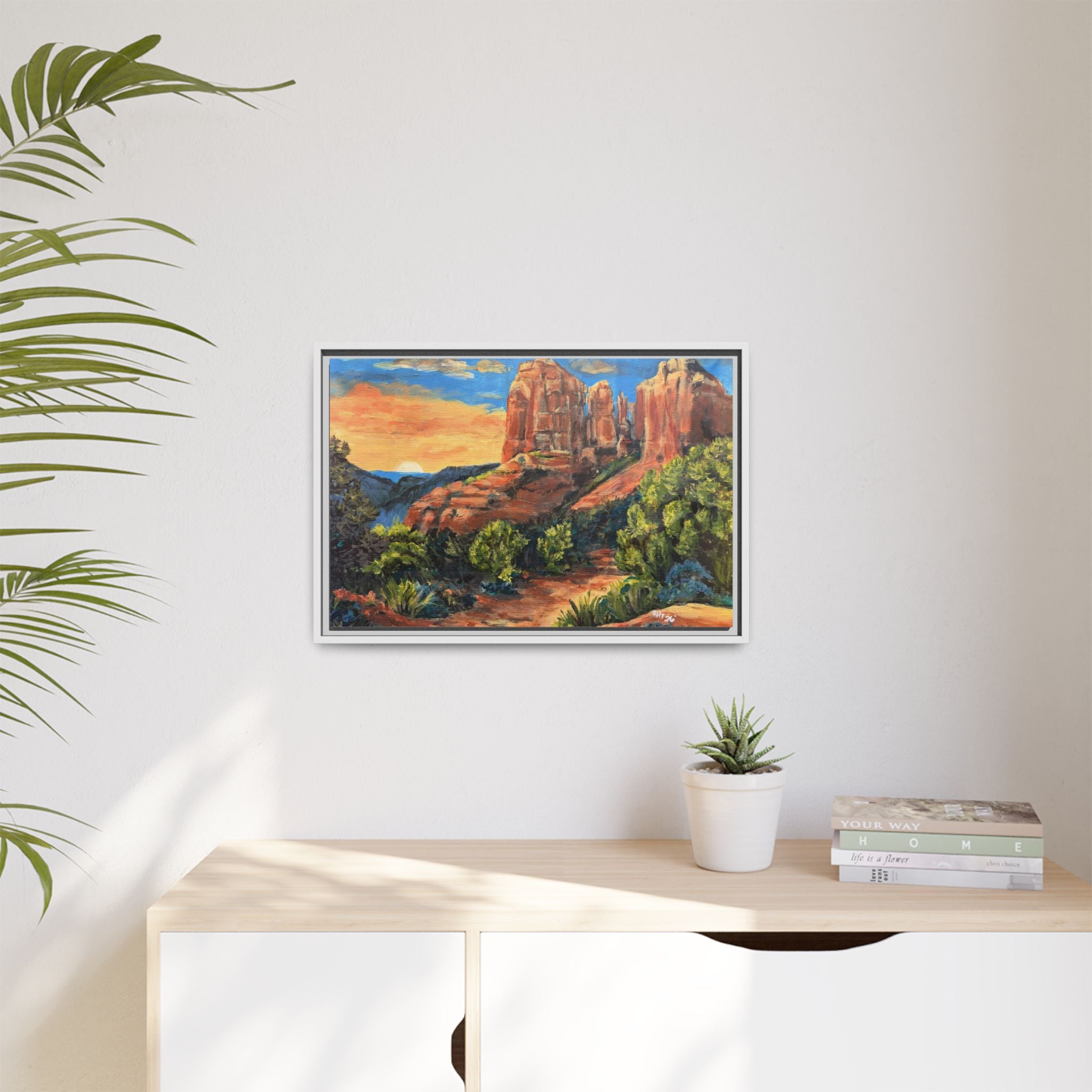 Framed Matte Canvas Desert Path Landscape Wall Art Print of Original
