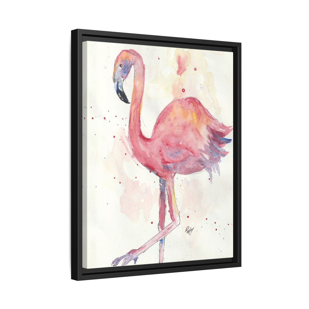 Watercolor Flamingo Dance Matte Canvas Framed Art Print of Original
