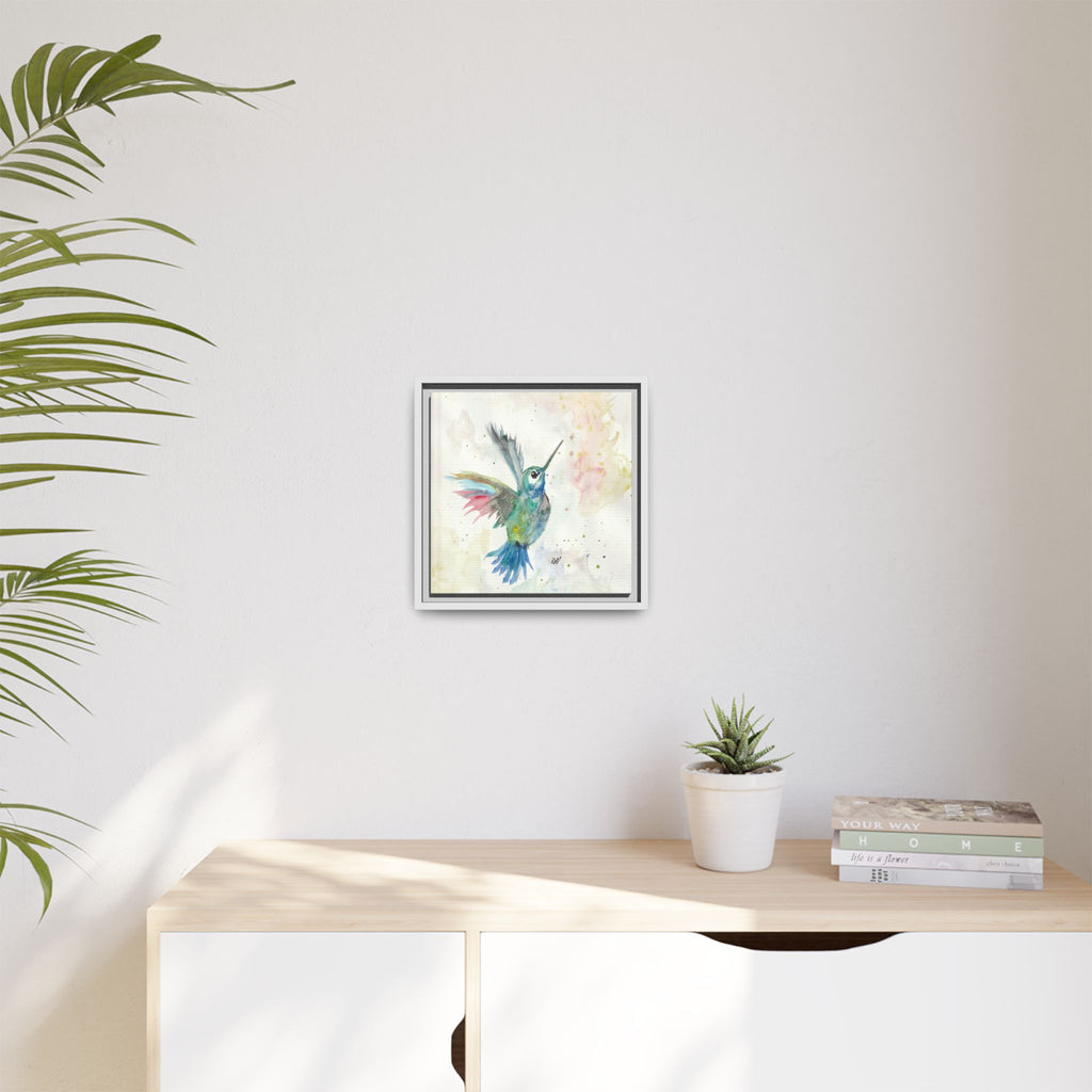 Higher Hummingbird Watercolor Framed Canvas Print of Original — Multicolor Matte Wall Art