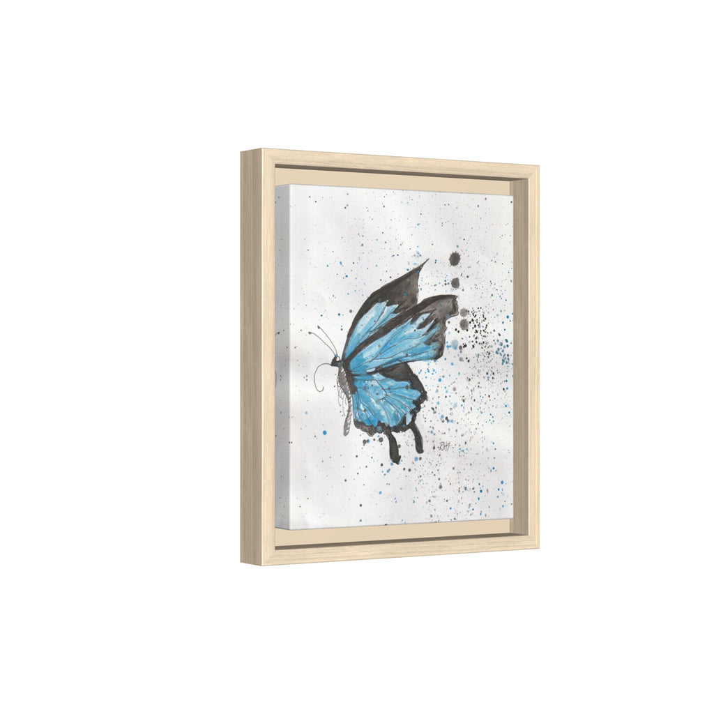 Blue Watercolor Butterfly Matte Canvas Print (Framed)