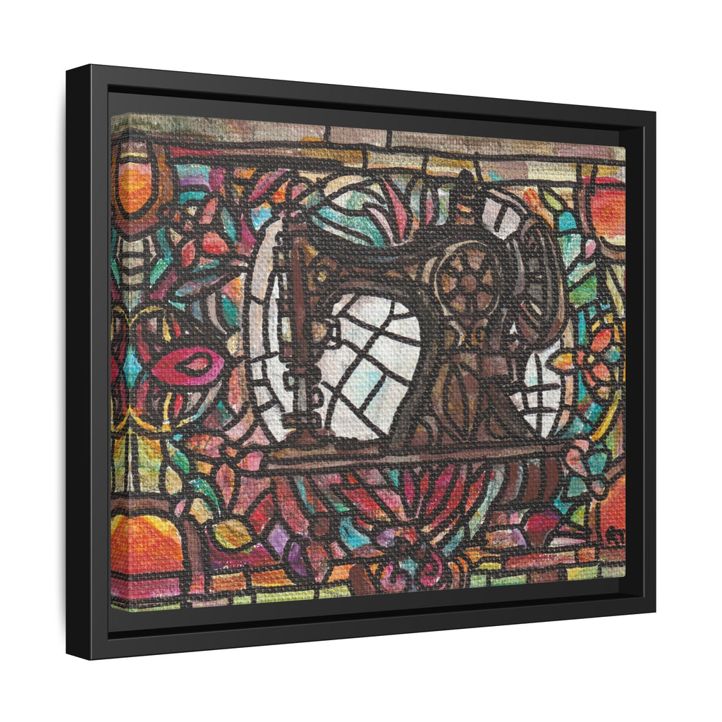 Framed Sewing Machine Stained-Glass Canvas Print of Original Great Grandma's Sewing Machine