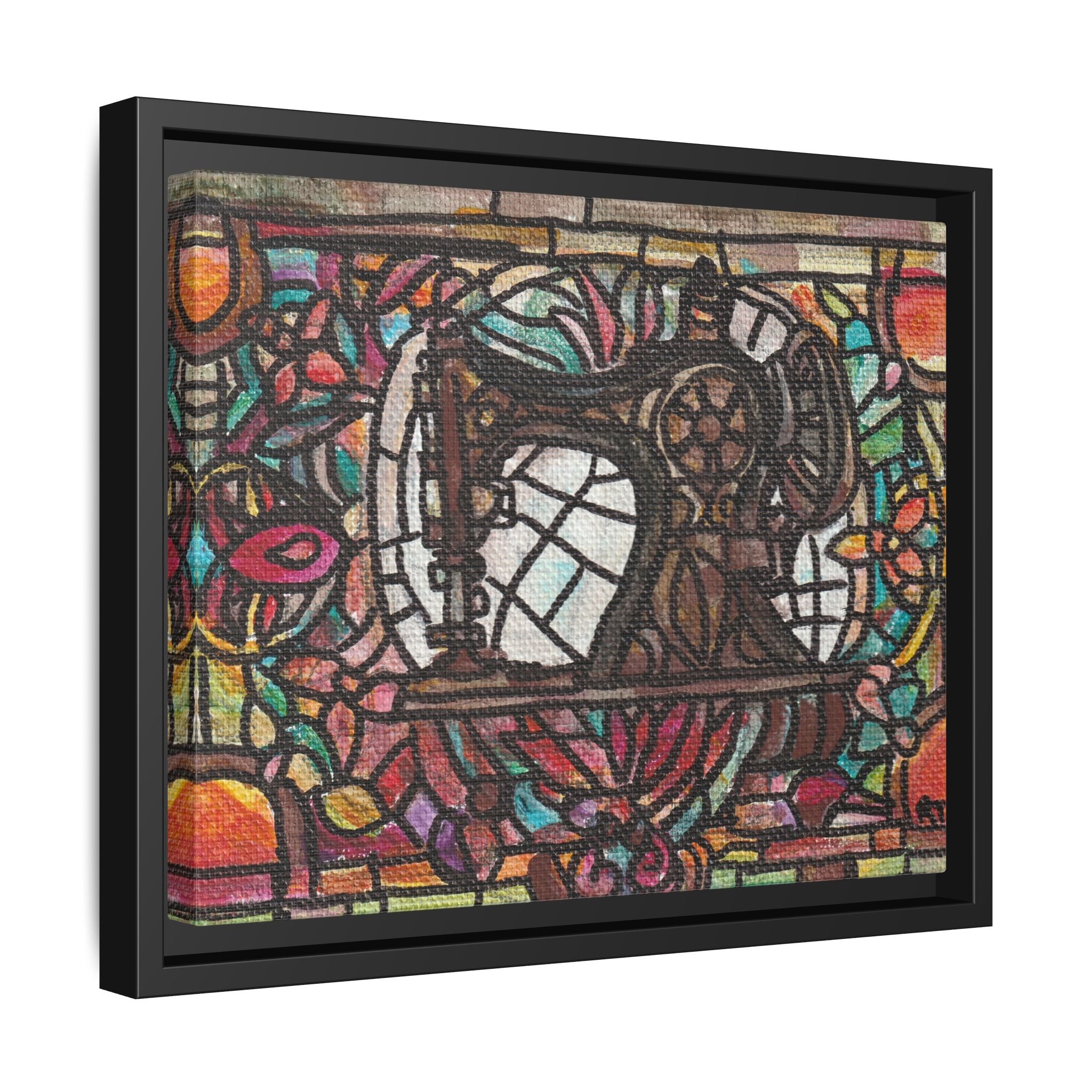 Framed Sewing Machine Stained-Glass Canvas Print of Original Great Grandma's Sewing Machine
