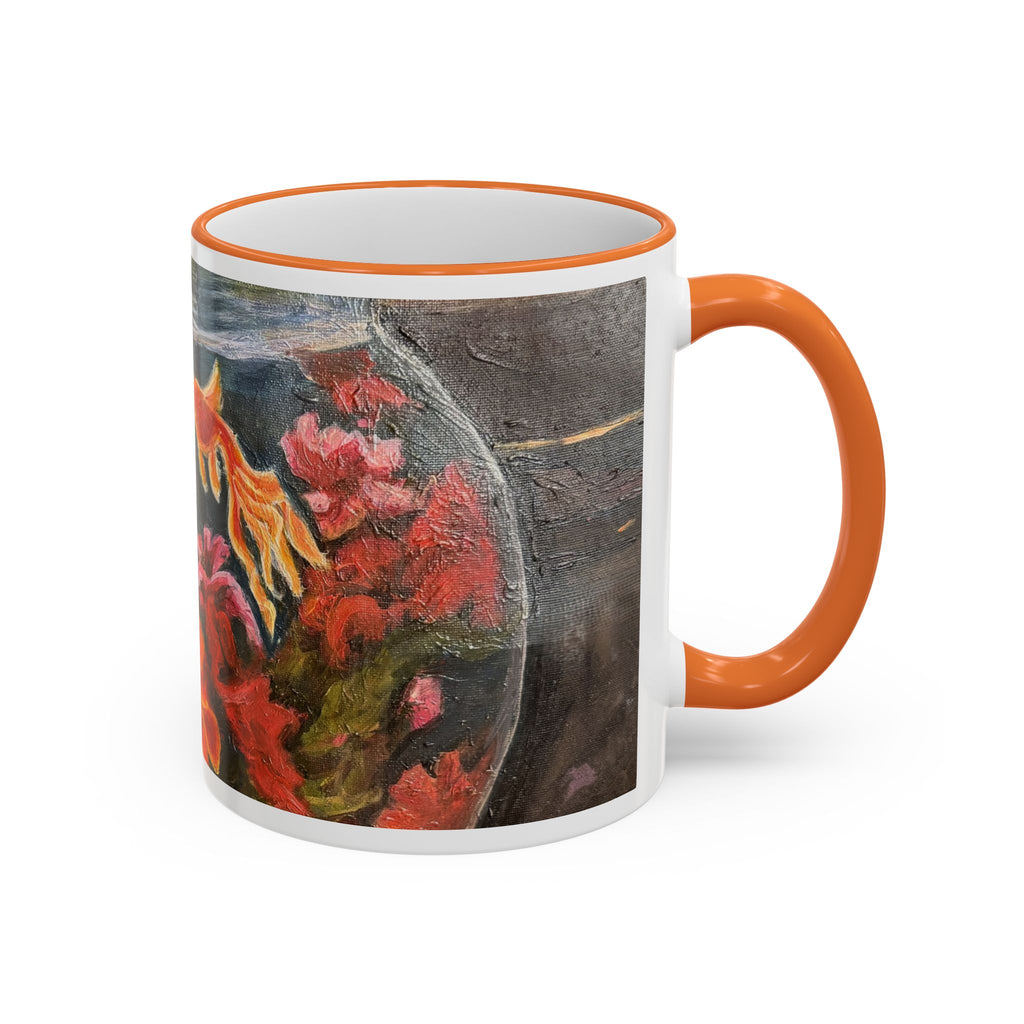 Koi Pond Accent Rim Mug – Artistic Goldfish Ceramic Coffee Cup (11oz/15oz)