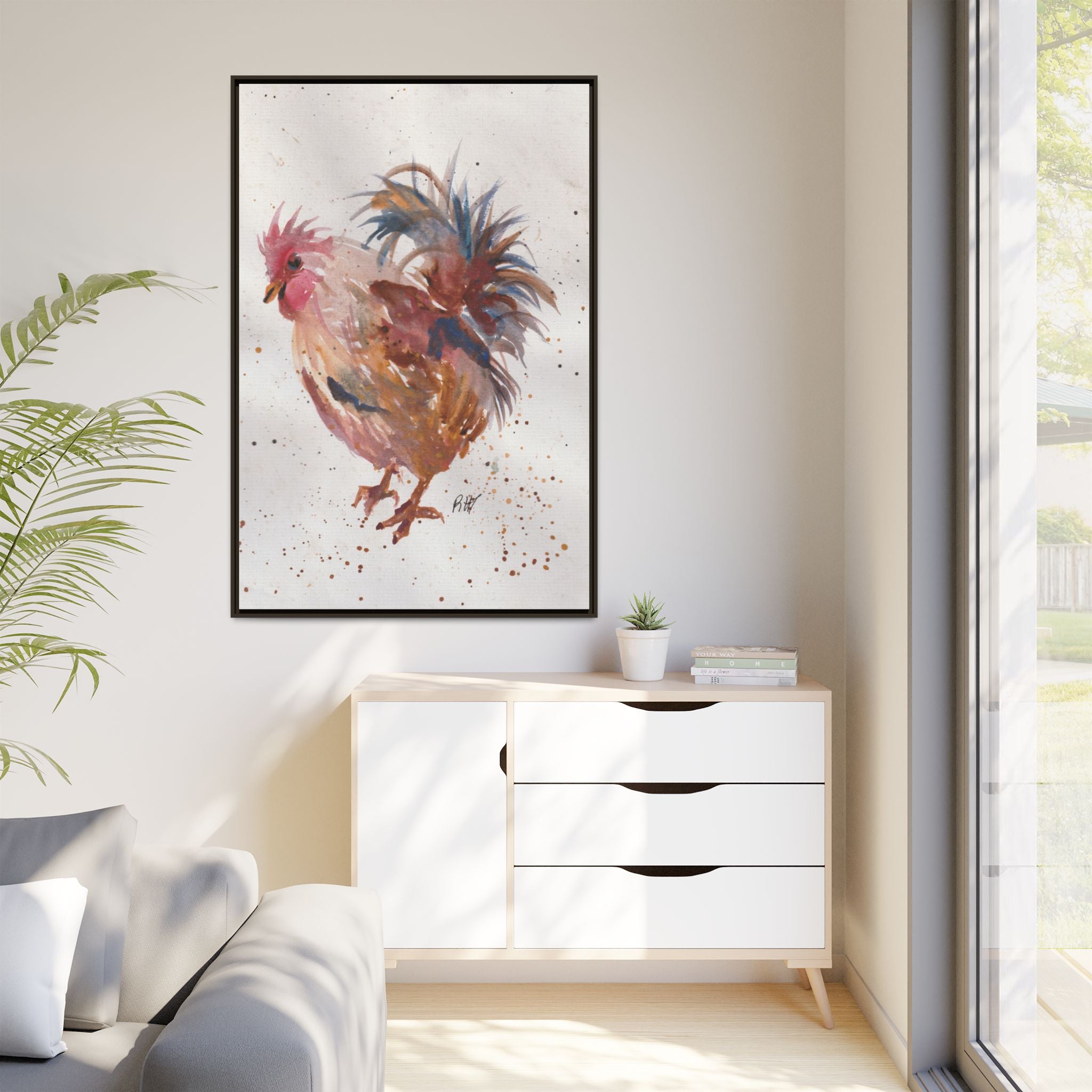 Watercolor Matte Canvas Print of Original Henrietta — Framed Farmhouse Wall Art