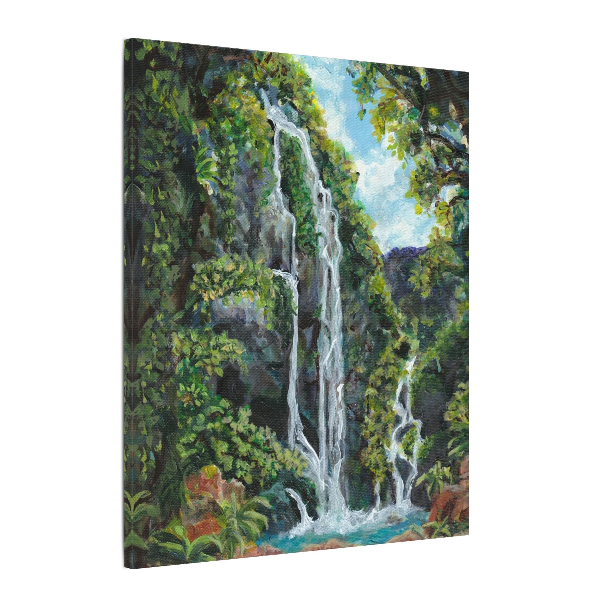 Hidden Falls Canvas Wall Art — Tropical Forest Matte Stretched Print of Original