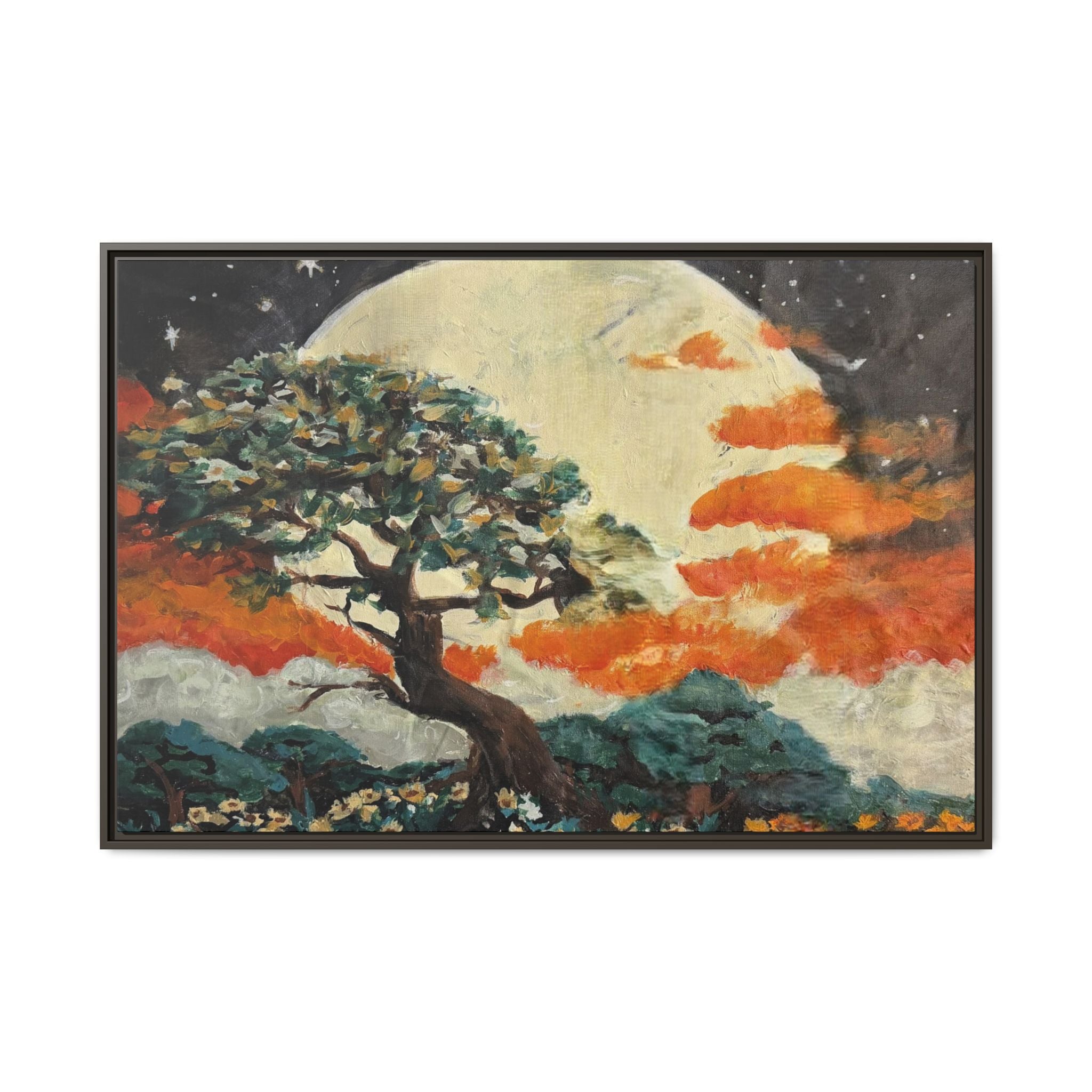Framed Matte Canvas Print of Original — Lunar Glow Landscape Wall Art