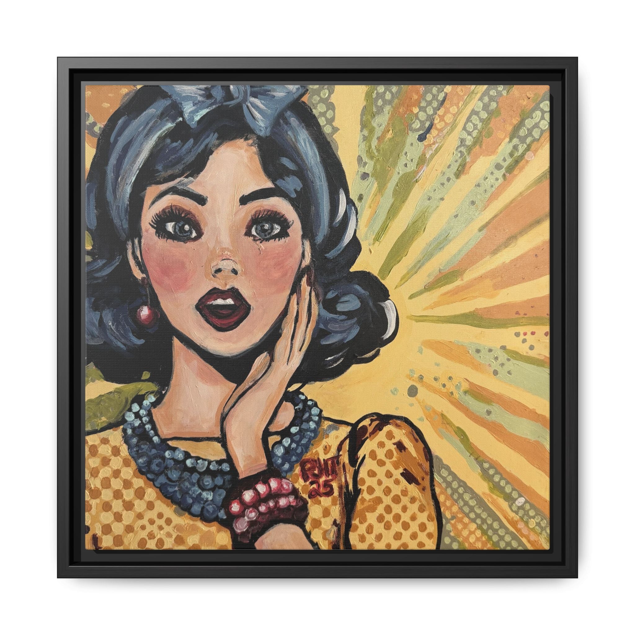 Pop Art Surprise Framed Canvas Print of Original "OMG"